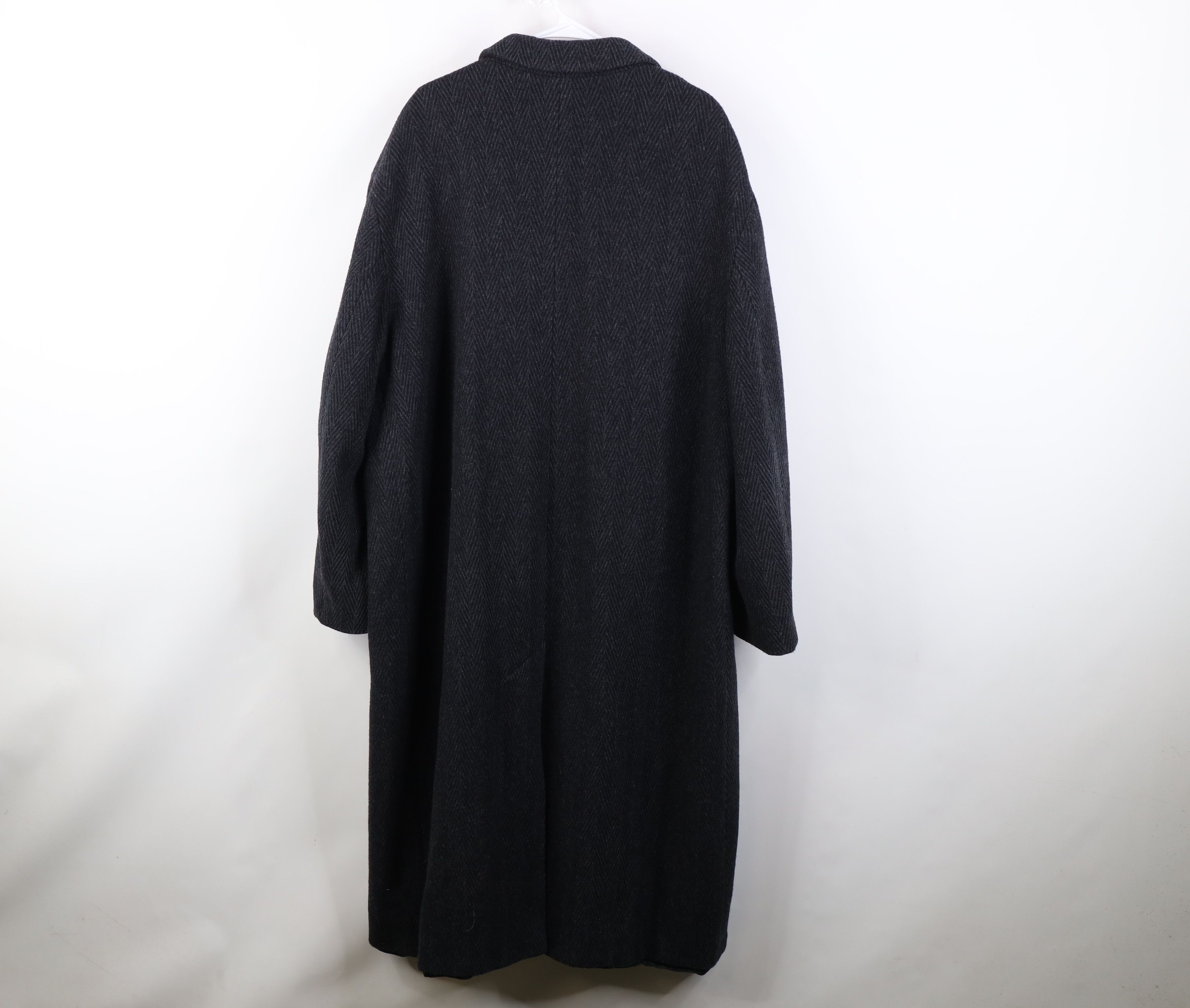 Eddie Bauer Vintage 90s Eddie Bauer Herringbone Overcoat Jacket Black Size US XL / EU 56 / 4 - 13 Thumbnail