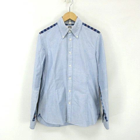 Junya Watanabe Shirt Checkered Panel Button-down Long Sleeve Chambray Blue Size US S / EU 44-46 / 1 - 1 Thumbnail