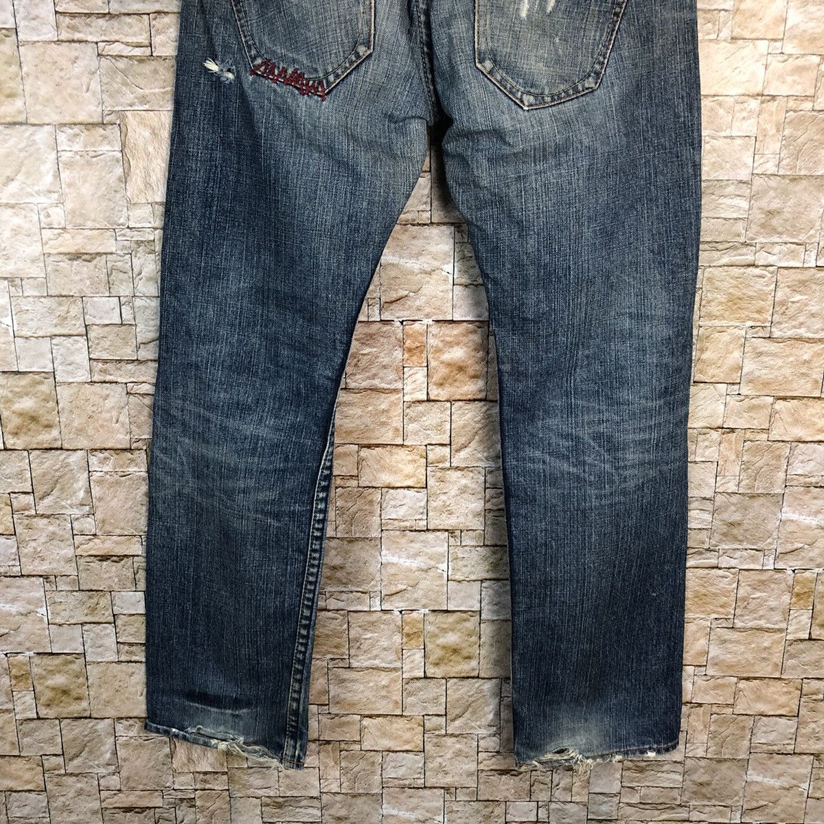 Japanese Brand Olive Des Olive Jeans Blue Distressed Denim Pants #A451 Size US 32 / EU 48 - 19 Thumbnail