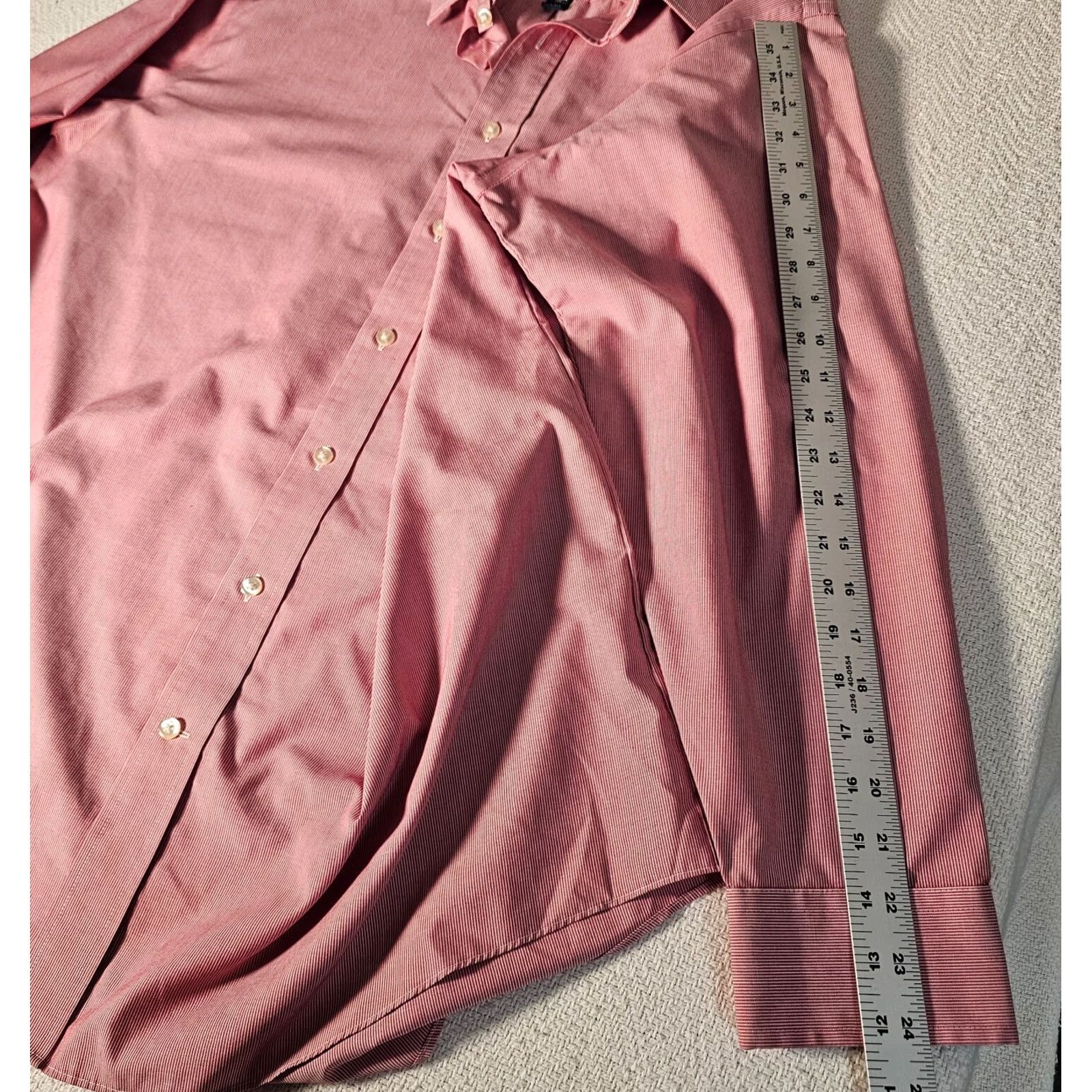 Stafford Stafford The Super Shirt Mens Dress Shirt Long Sleeve 17.5 34 35 Red Striped Classic Fit Size US XXL / EU 58 / 5 - 7 Thumbnail