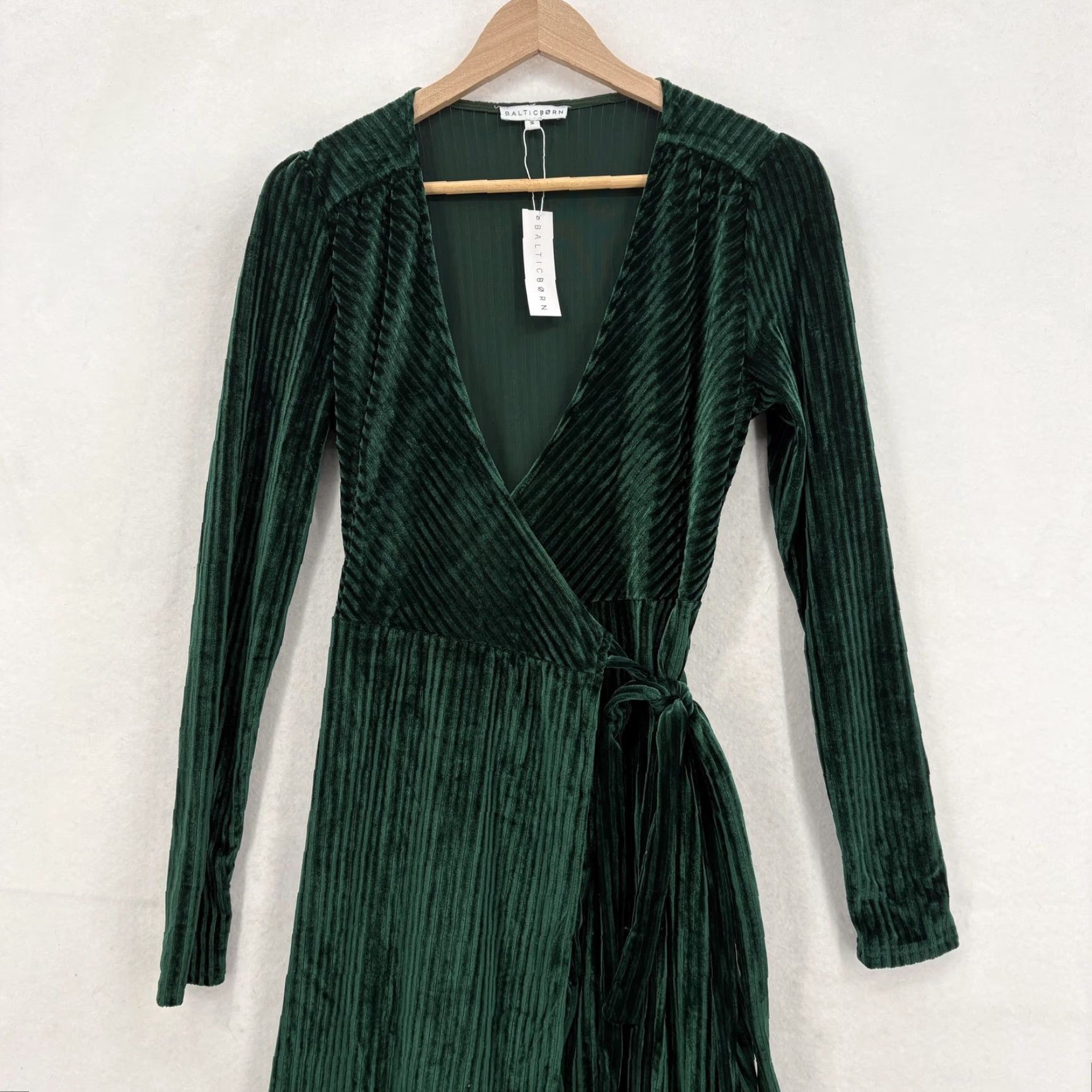 Born Baltic Born Velvet Wrap Maxi Dress Womens S Green Long Sleeve Formal Party Size S / US 4 / IT 40 - 2 Thumbnail
