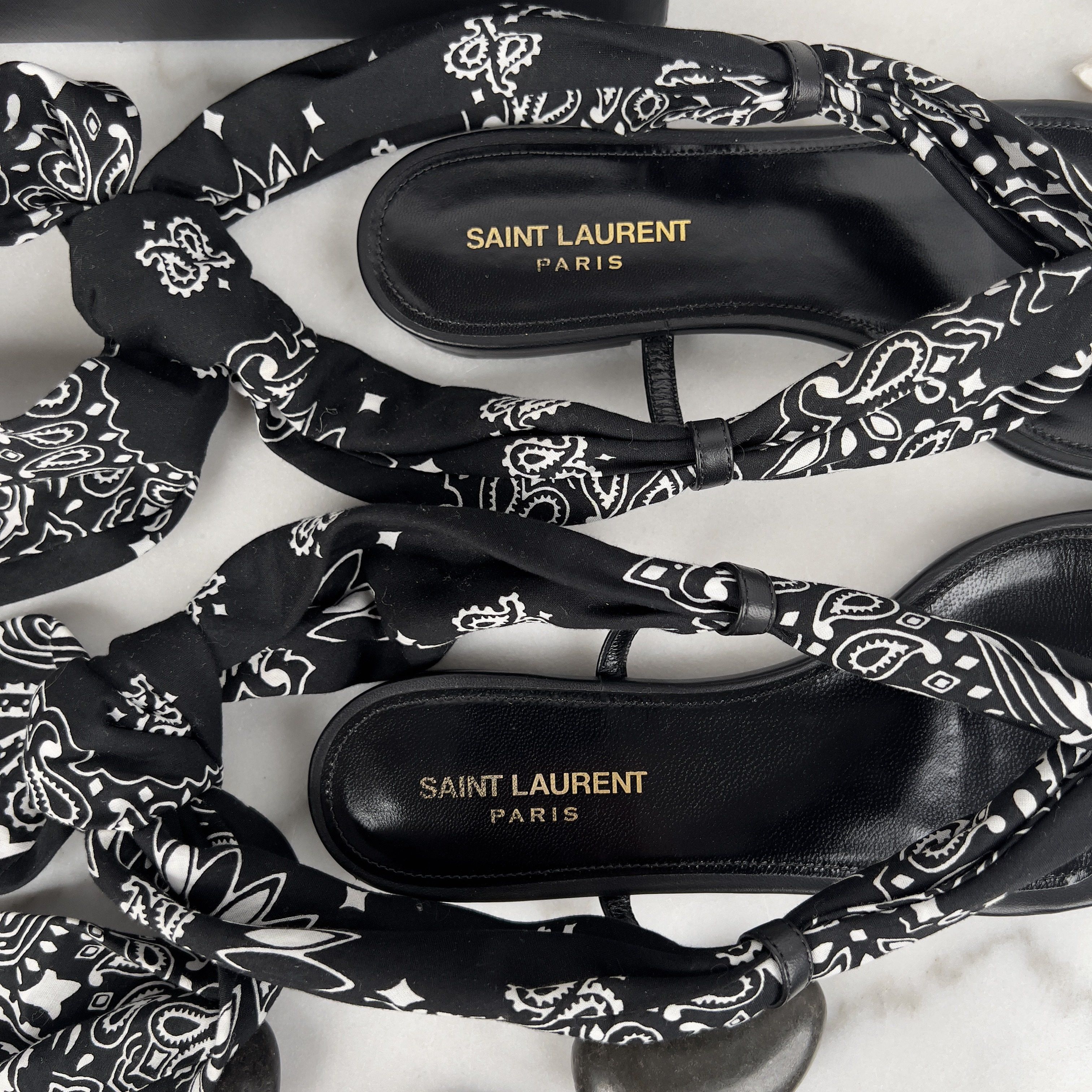 Saint Laurent Paris Saint Laurent Dalas Bandana-print Open Sandals Fabric Size US 10 / IT 40 - 8 Thumbnail