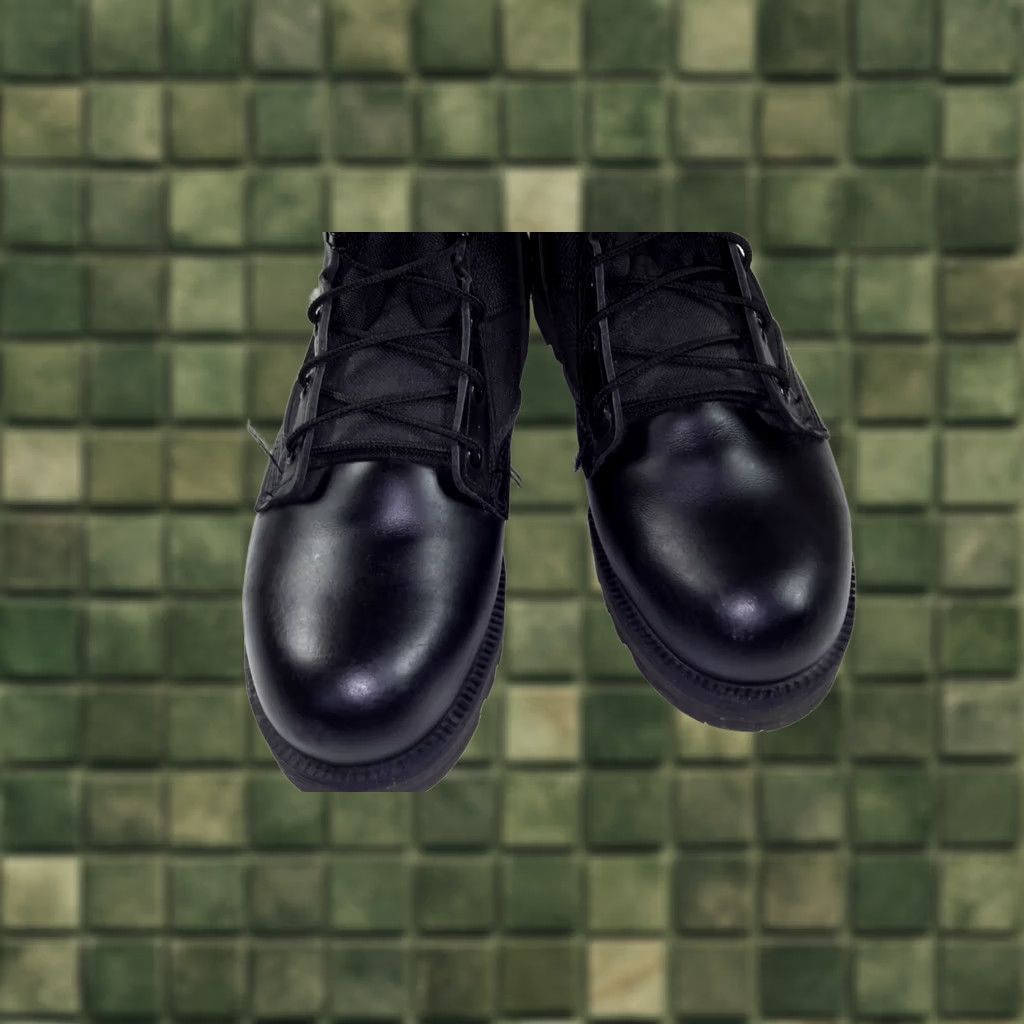 Vintage VINTAGE? No — Belleville Combat Boots Leather Black Steel Toe Mens 6 W 220 TRP ST Black Leather Canvas Wide Rubber Sole 220 90s Theme: Tropical? Size US 6 / EU 39 - 1 Thumbnail