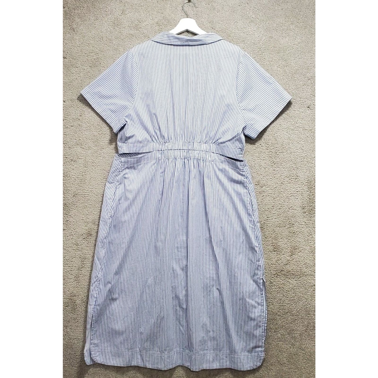 VINTAGE Old Navy Women's Shirt Dress 2X Plus Size Blue White