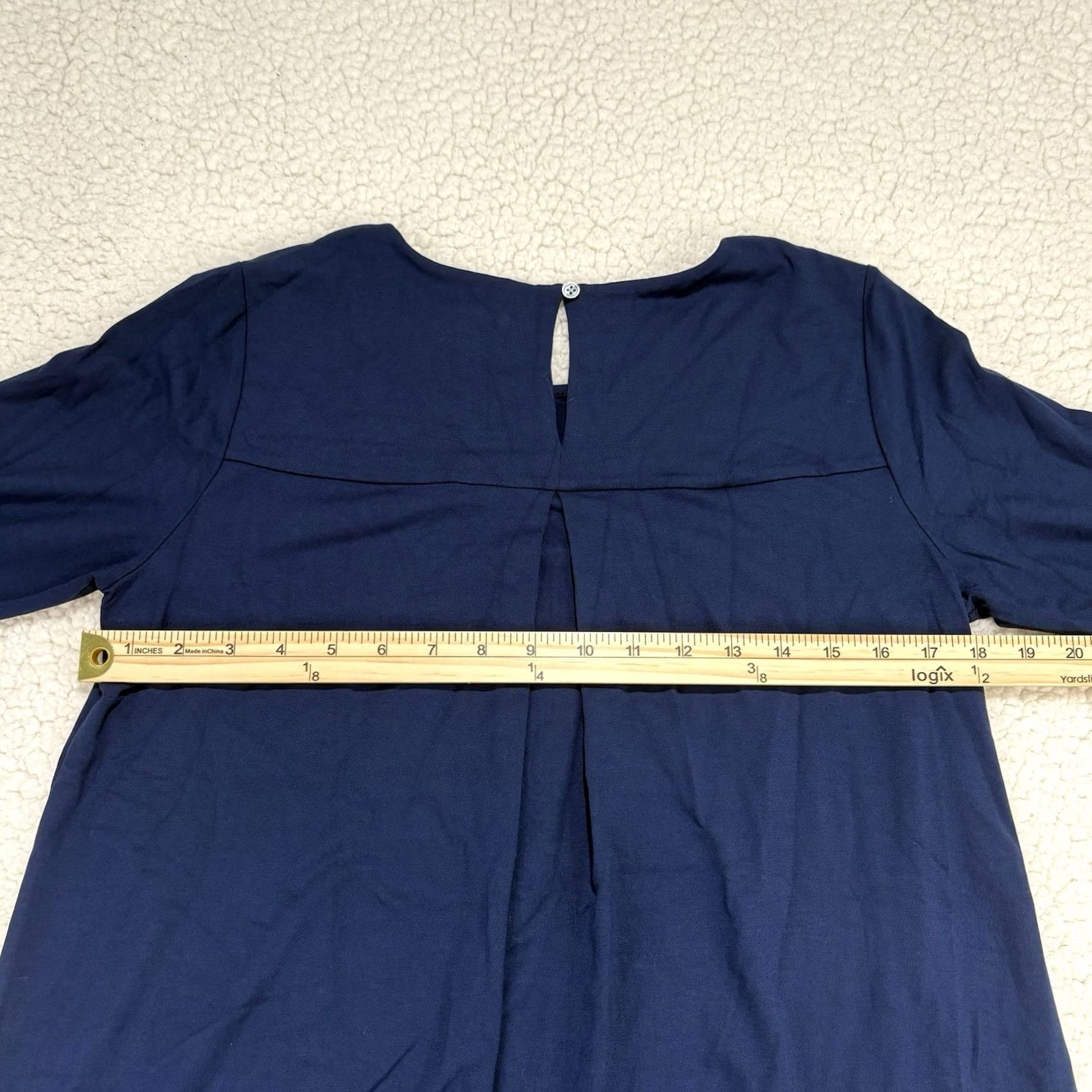 J. Jill J.Jill Dress Shift Knit Navy 3/4 Sleeve Round Neck Knee Length S Stretch Back Pleat Rayon Spandex Size S / US 4 / IT 40 - 8 Thumbnail