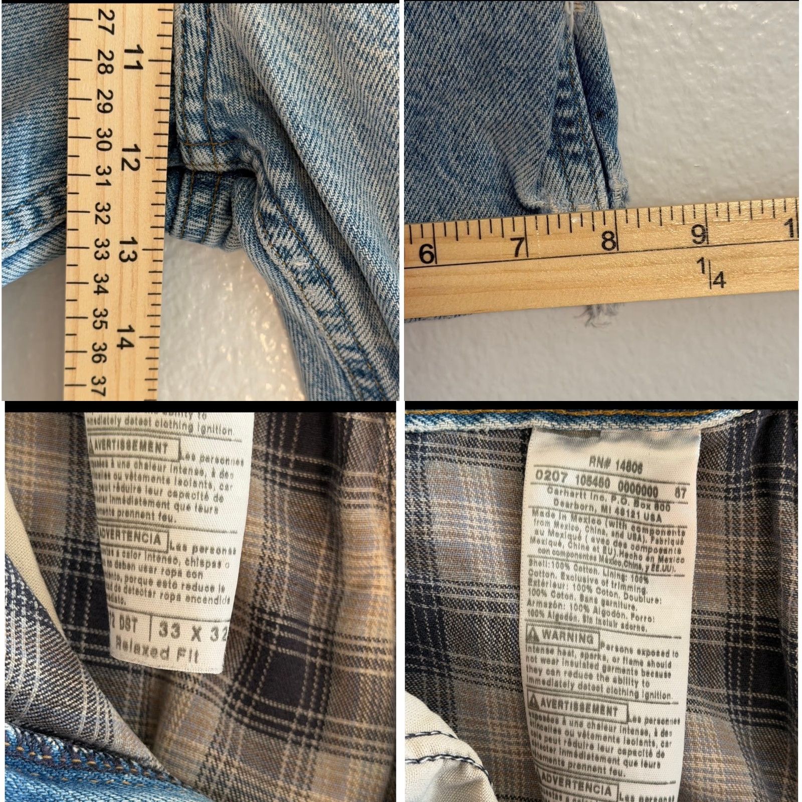 Carhartt VINTAGE Carhartt Jeans Mens 33x32 Blue Relaxed Fit Denim Straight Flannel Lined Jeans Mens Blue 90s Style Straight Mens Jeans Size US 33 - 8 Thumbnail