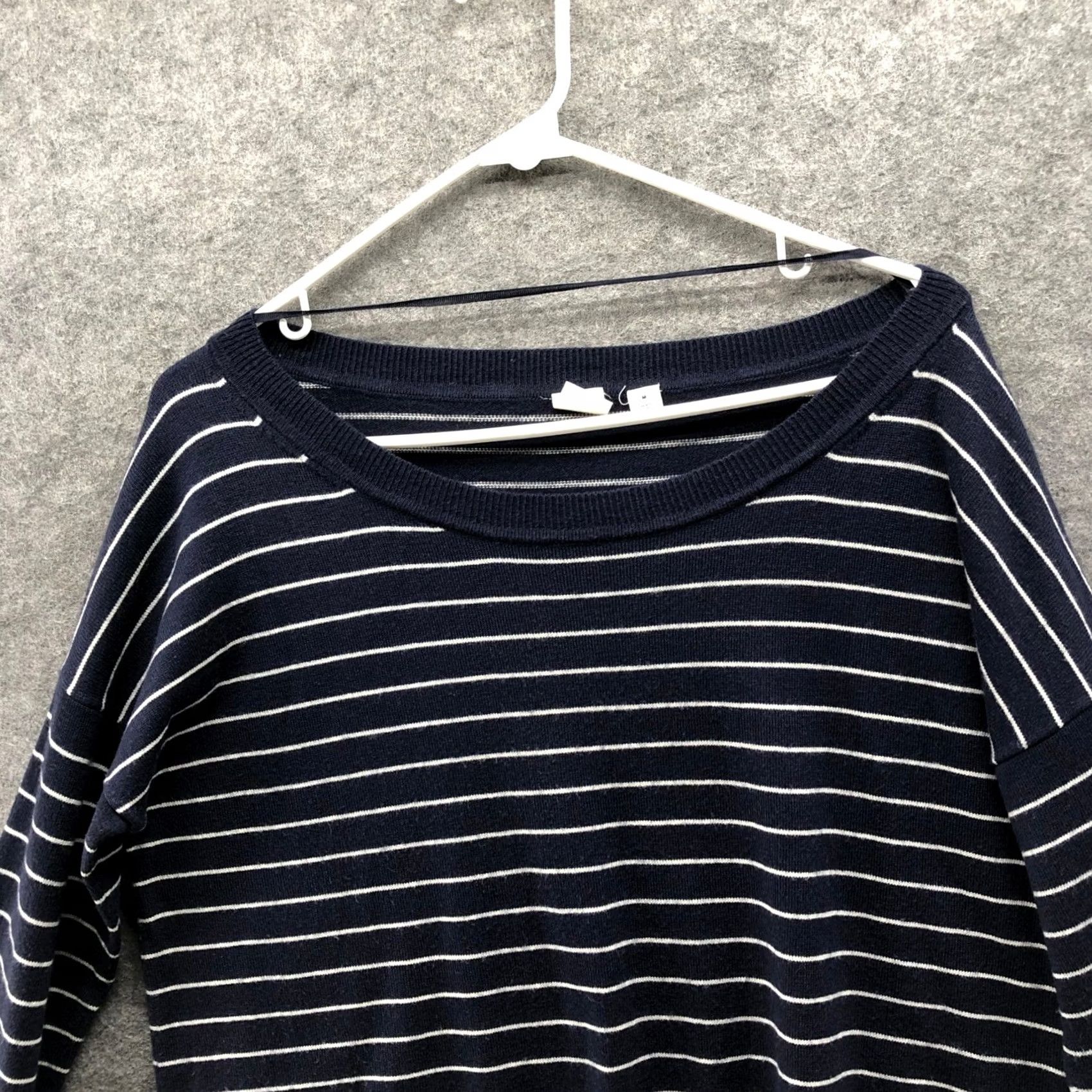 Gap Gap Merino Wool Blend Boat Neck Sweater Womens M Navy Blue Striped Pullover Size M / US 6-8 / IT 42-44 - 3 Thumbnail
