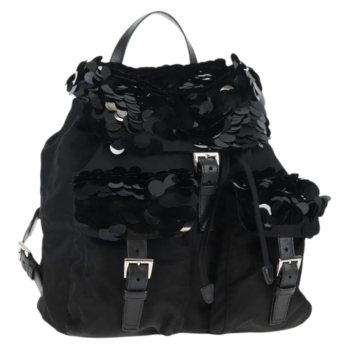 Prada PRADA Sequin Backpack Nylon Black Silver Size ONE SIZE - 1 Thumbnail