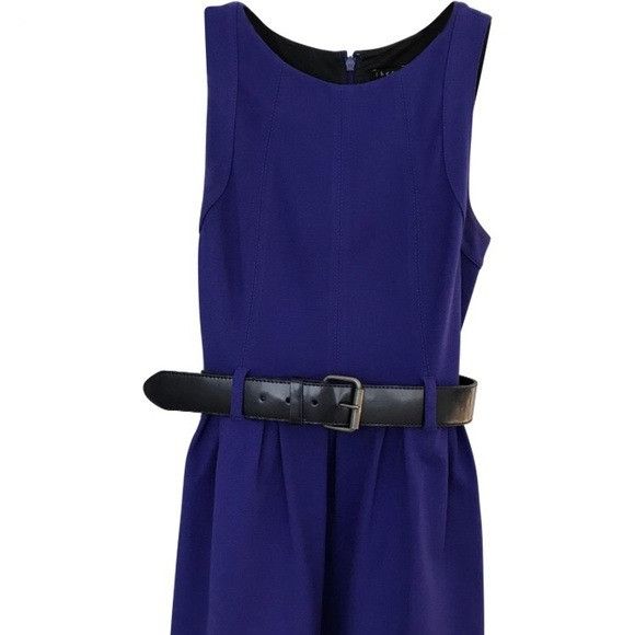 Theory Theory Purple Black Belted Flare Dress Size M / US 6-8 / IT 42-44 - 1 Thumbnail