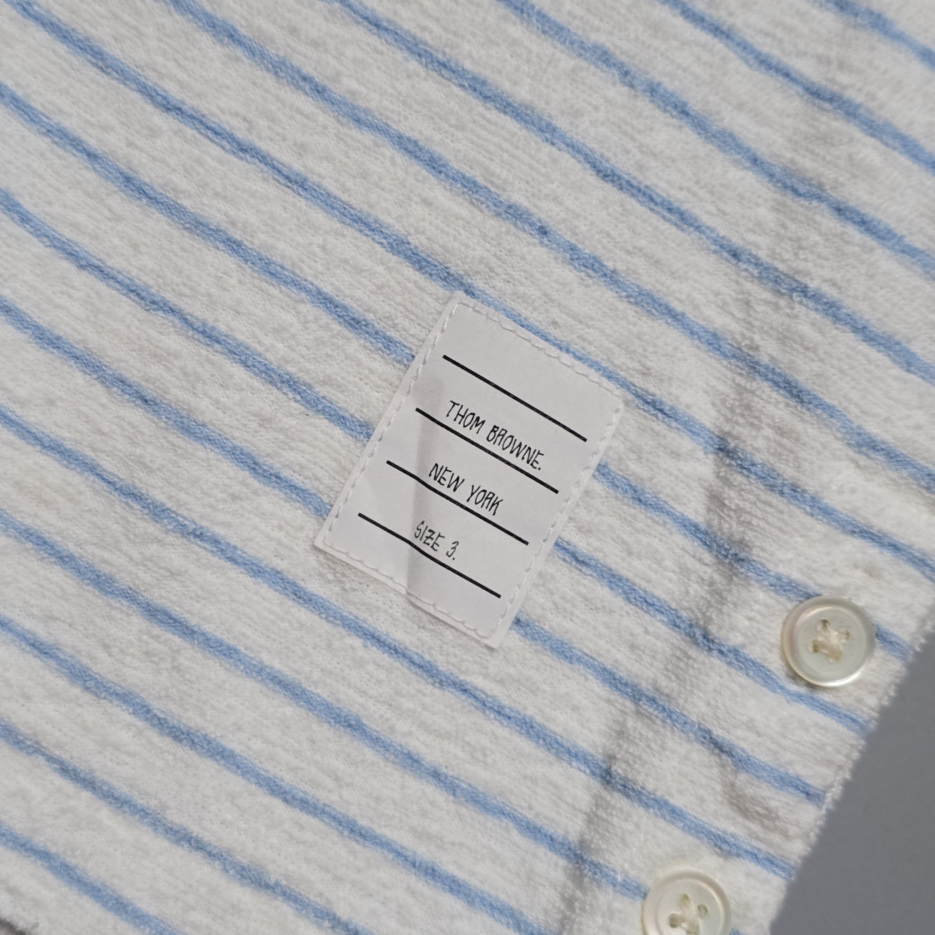 Thom Browne Thom Browne - Textured Stripe Relaxed Fit Polo Size US M / EU 48-50 / 2 - 5 Thumbnail