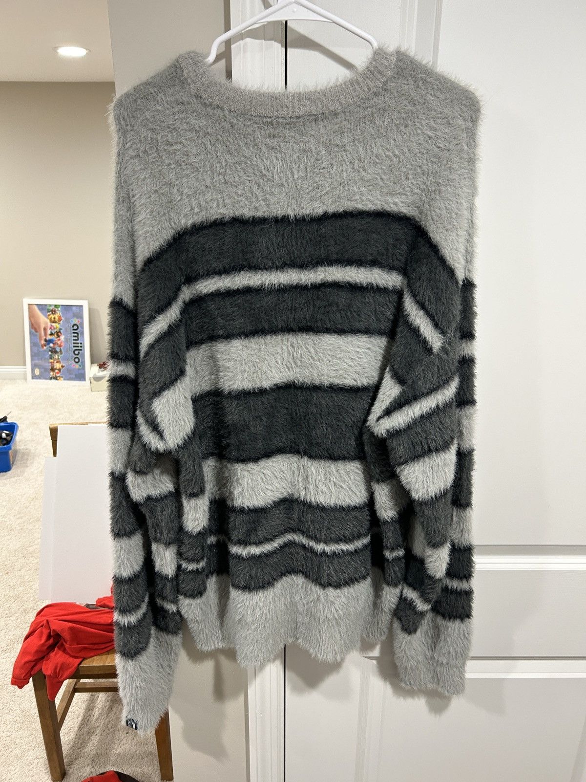 Marino Morwood Men’s Grey Striped Knitted Mohair Sweater Pullover Size US XXL / EU 58 / 5 - 2 Thumbnail