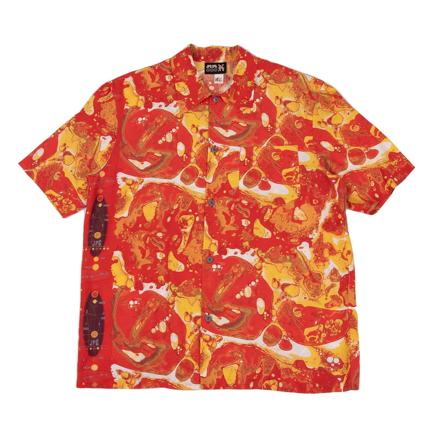 Jean Paul Gaultier Rayon Bubble Print Short Sleeve Shirt in Red and Yellow Size US M / EU 48-50 / 2 - 1 Thumbnail