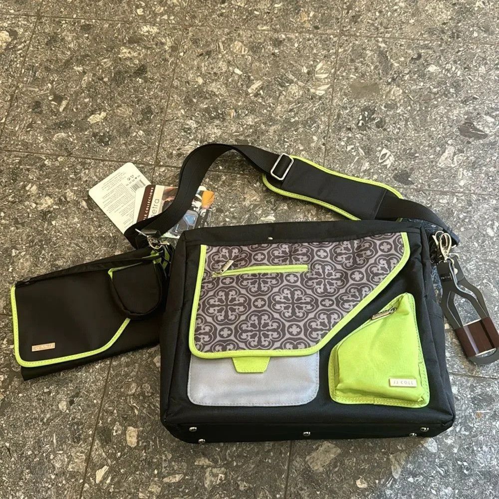 Other JJ Cole black/lime/gray pattern multi compartment adjustabl Size ONE SIZE - 1 Thumbnail
