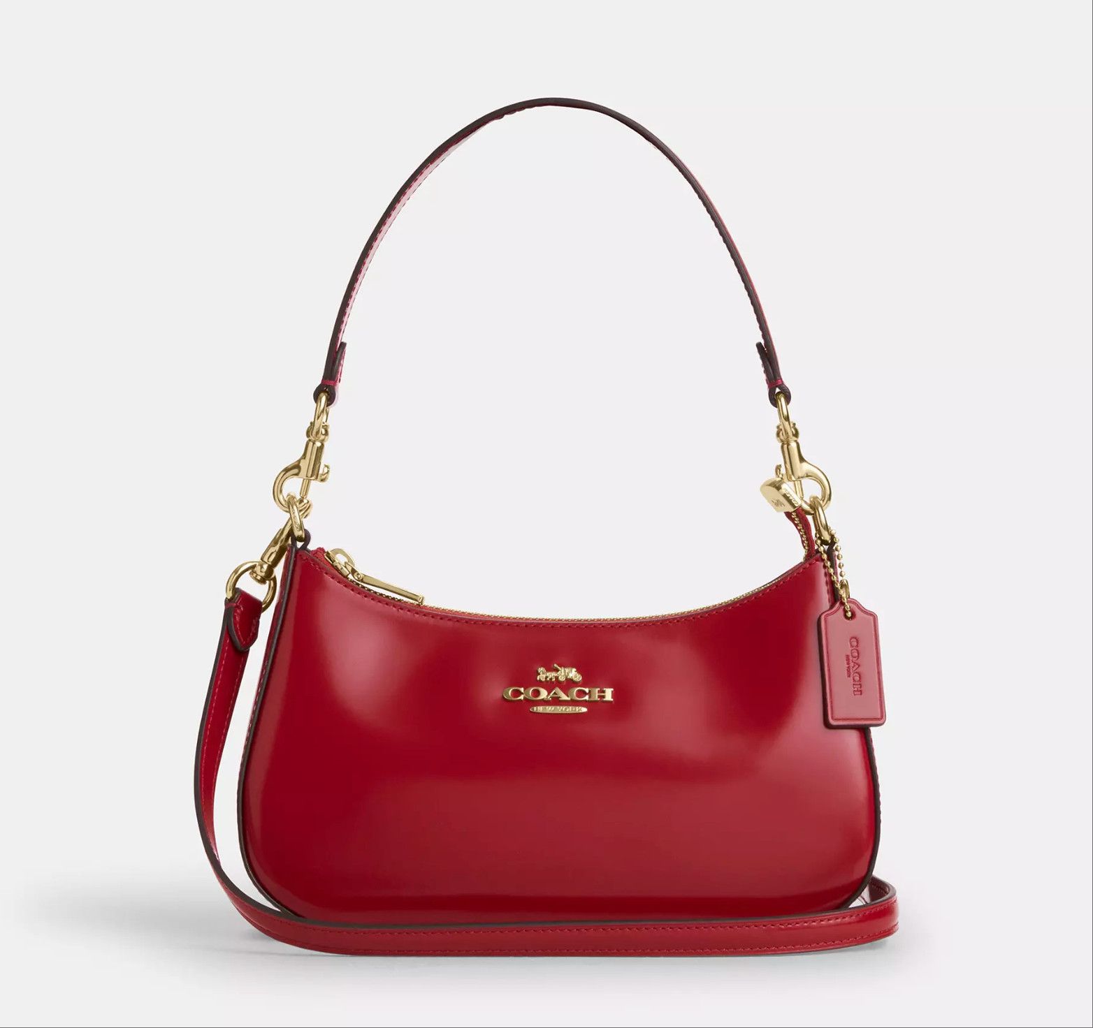 Coach NWT Coach CV938 Teri Shoulder Bag Gold/Ruby Size ONE SIZE - 6 Thumbnail