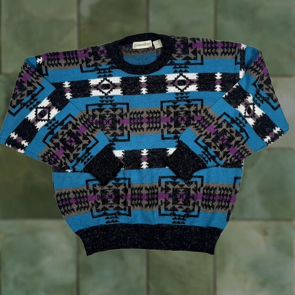 Vintage VINTAGE St. Johns Bay Sweater Mens XL Aztec Southwestern Knit Pullover 90s Read Size US XL / EU 56 / 4 - 1 Thumbnail