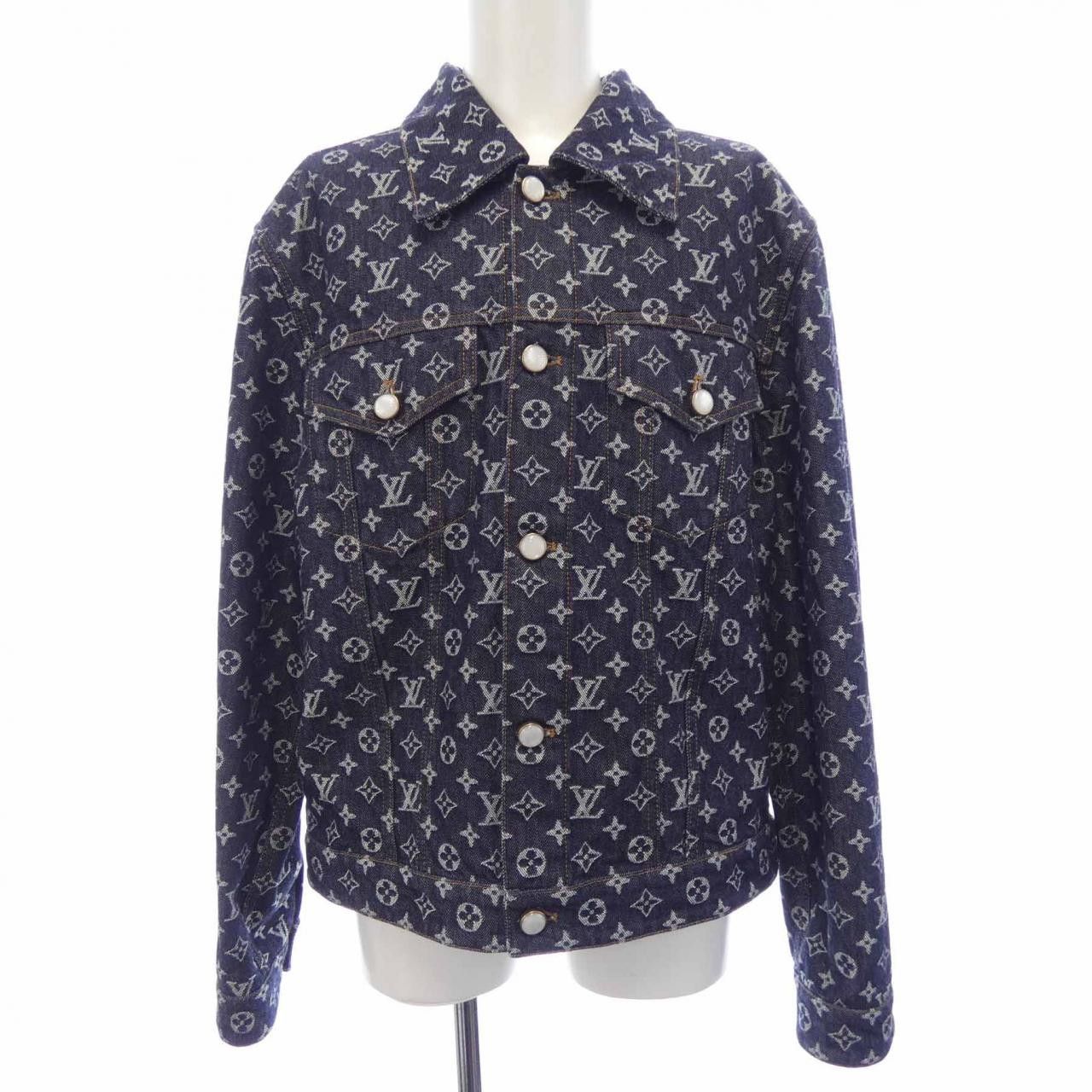 Louis Vuitton Louis Vuitton Louis Vuitton Monogram Jacquard Denim Jacket Textile Outerwear HRA79WUZD DUTY FREE for USA Size ONE SIZE - 1 Thumbnail