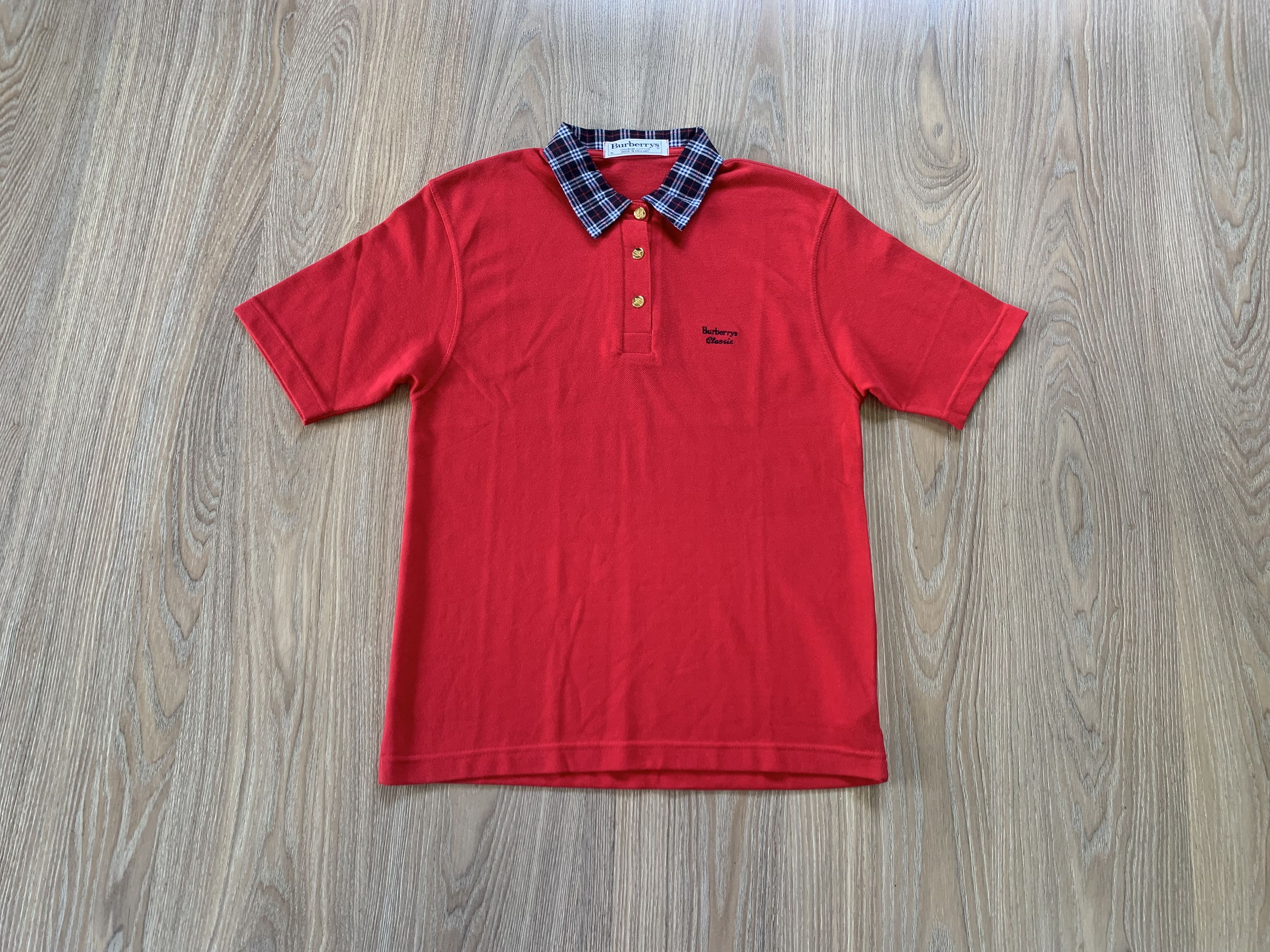 Burberry Burberrys Classic Women's Vintage Red Cotton Golf Polo Size S / US 4 / IT 40 - 1 Thumbnail