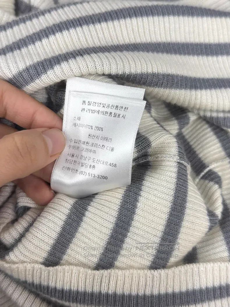 Dior Dior Gray-white striped sweater with long sleeves Size S / US 4 / IT 40 - 7 Thumbnail