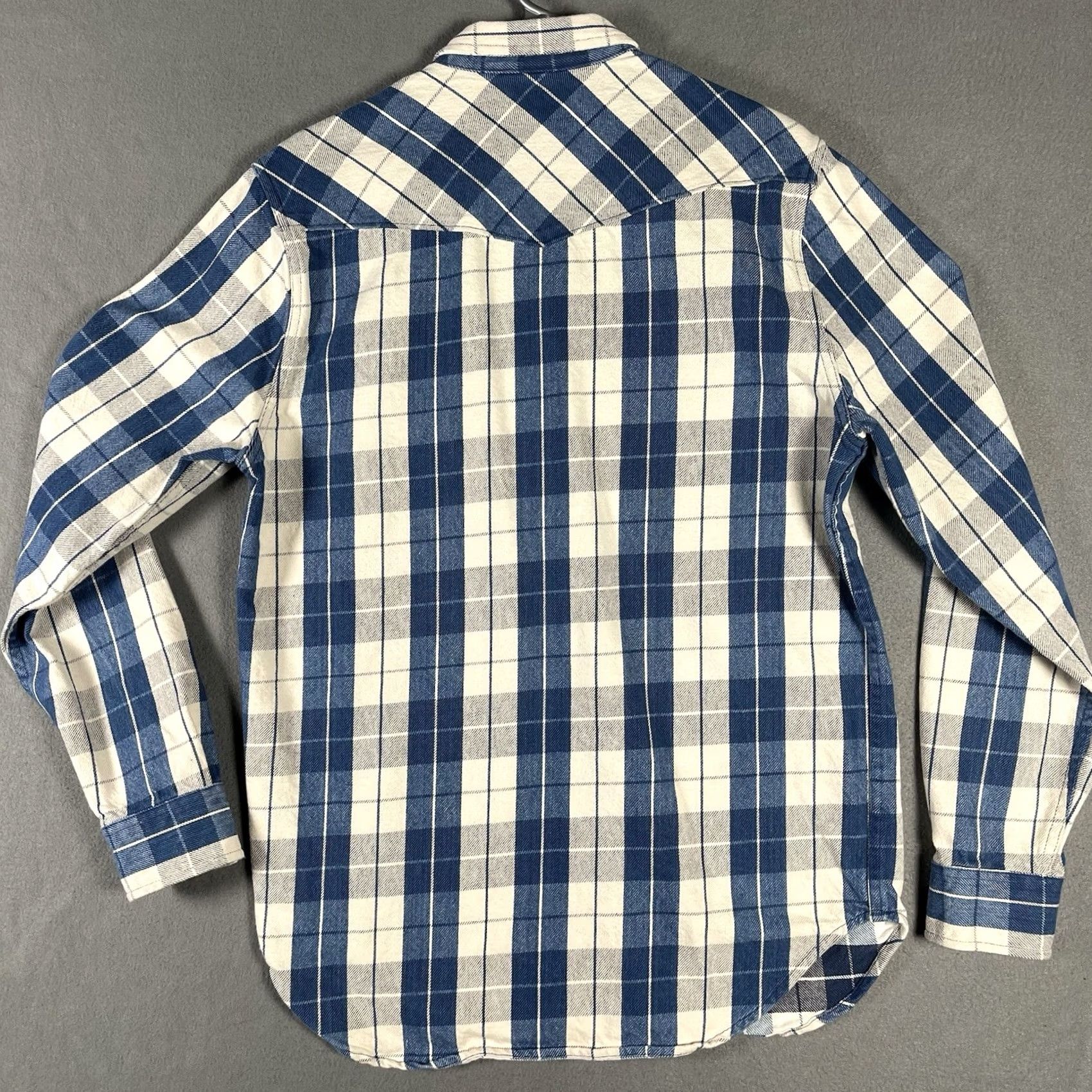 Lucky Brand Lucky Brand Mens Blue White Plaid Shirt Long Sleeve Snap Button-Up Regular M Casual Western Size US M / EU 48-50 / 2 - 4 Thumbnail