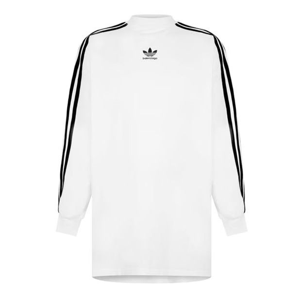 image of Balenciaga O1G2R1Mq0324 Oversize Long Sleeve T-Shirt In White & Black in White/Black (Size Medium)