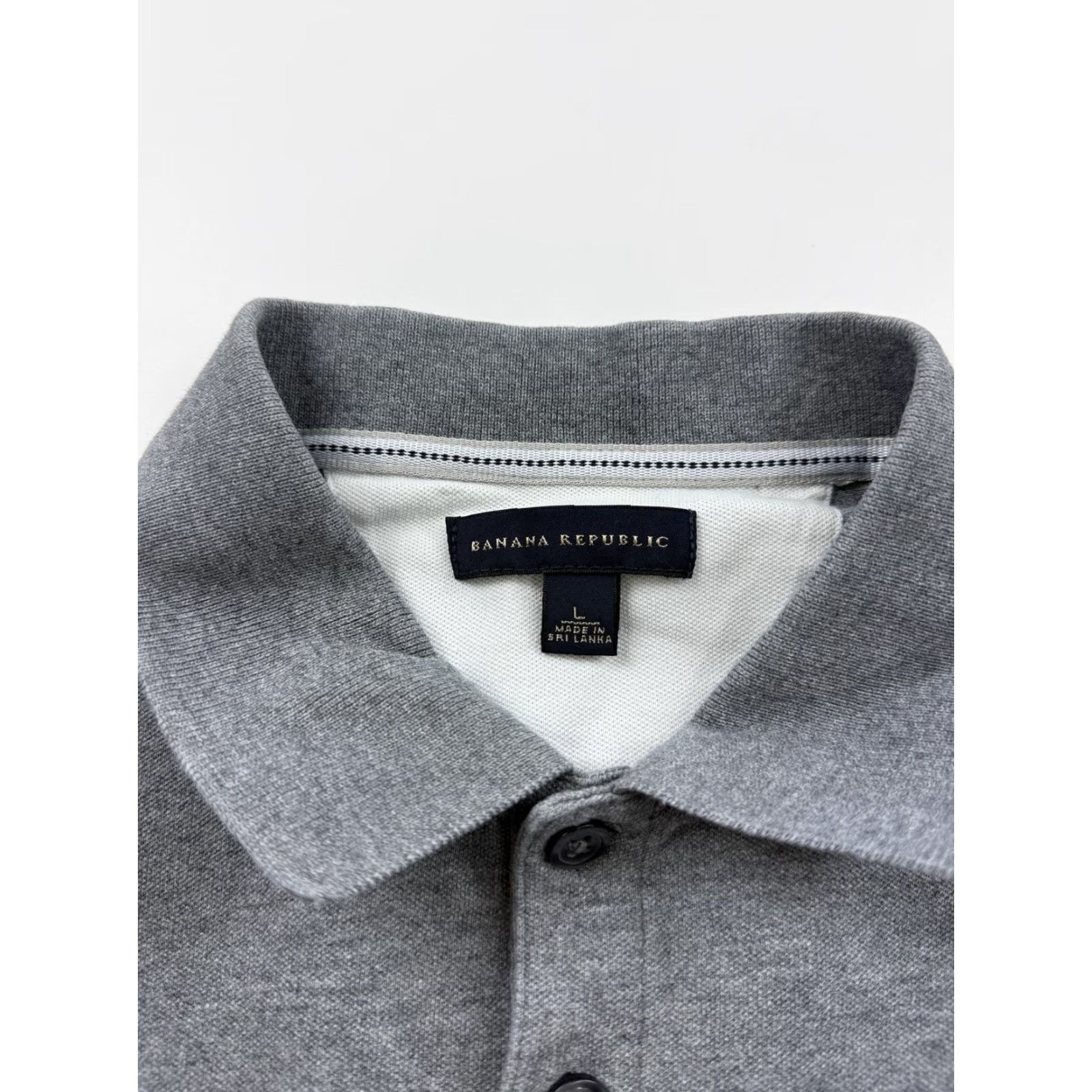 Banana Republic Banana Republic Polo Shirt Mens L Gray Luxe Touch Short Sleeve Solid Cotton Spandex Slim Breatherable Size US L / EU 52-54 / 3 - 4 Thumbnail