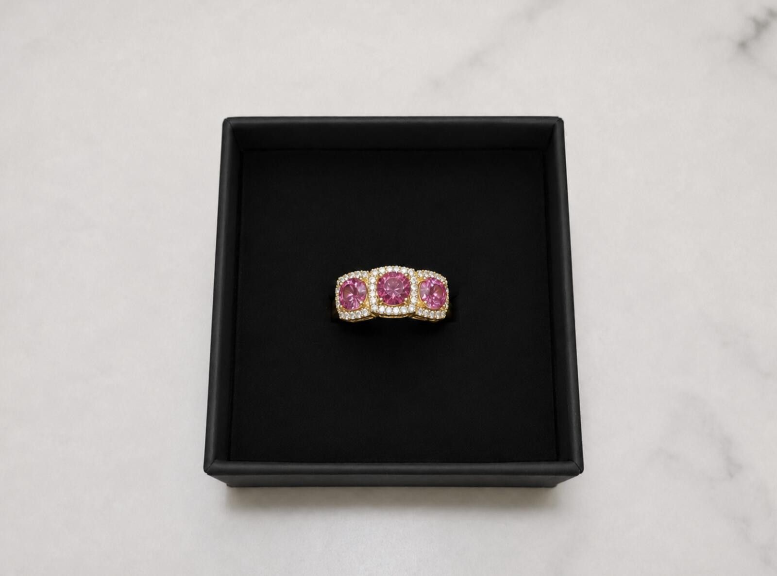 Other Cushion Cut Pink 3.45ct Moissanite Ring 8K Vermeil Rose Gold Size ONE SIZE - 1 Thumbnail