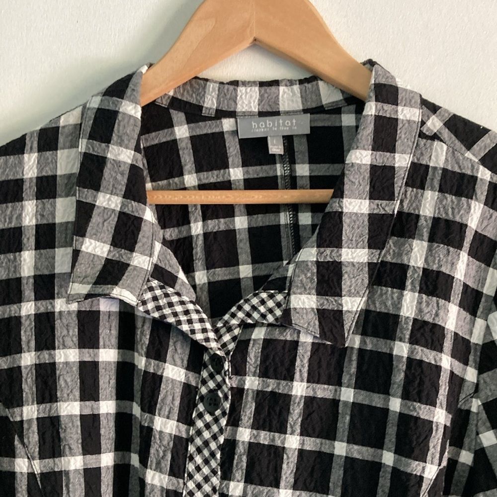 Habitat Habitat Womens Size L Black White Plaid Button Up Cotton Shi Size L / US 10 / IT 46 - 4 Thumbnail