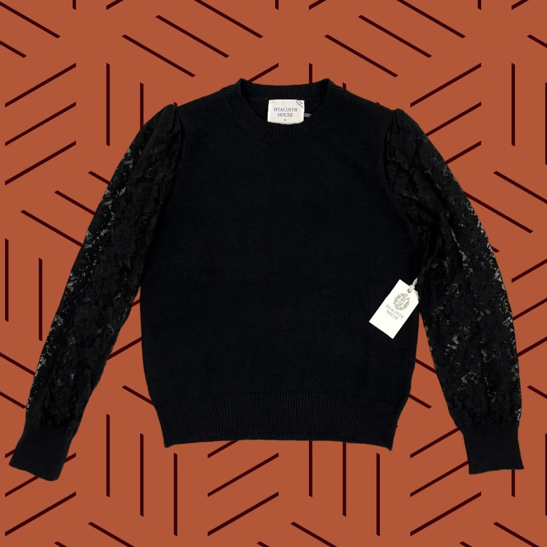 Vintage Hyacinth House Londyn Lace Sweater Women M Black Crewneck Pullover Knit Regular Long Sleeve Casual Workwear NEW Size M / US 6-8 / IT 42-44 - 1 Thumbnail