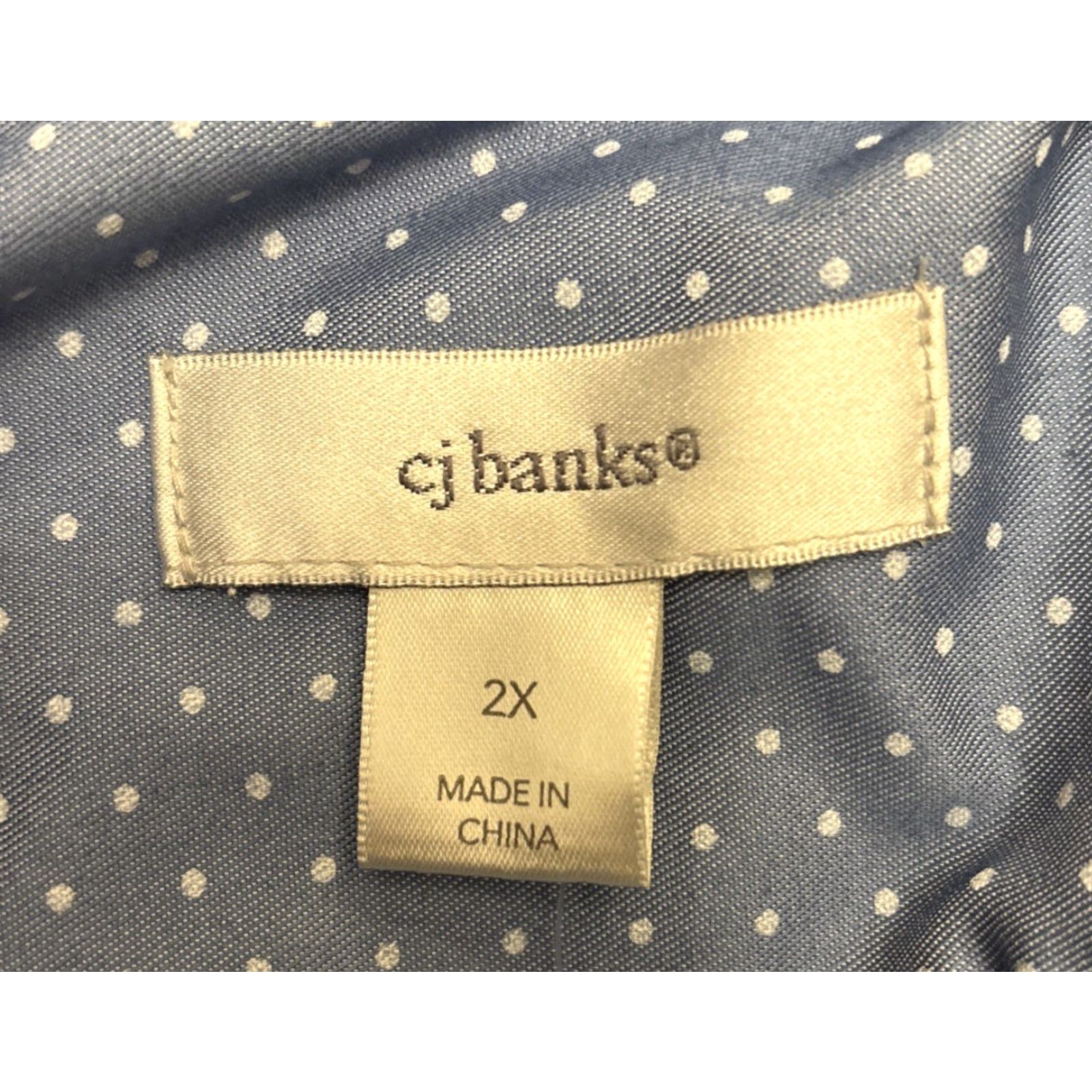 Vintage NWT Christopher Banks Button Shirt Sz 2X 20/22W blue polka-dot collared 3/4 Sleeve Cotton Polyester Blouse Womens Regular Shirt Size XXL / US 16-18 / IT 52-54 - 3 Thumbnail