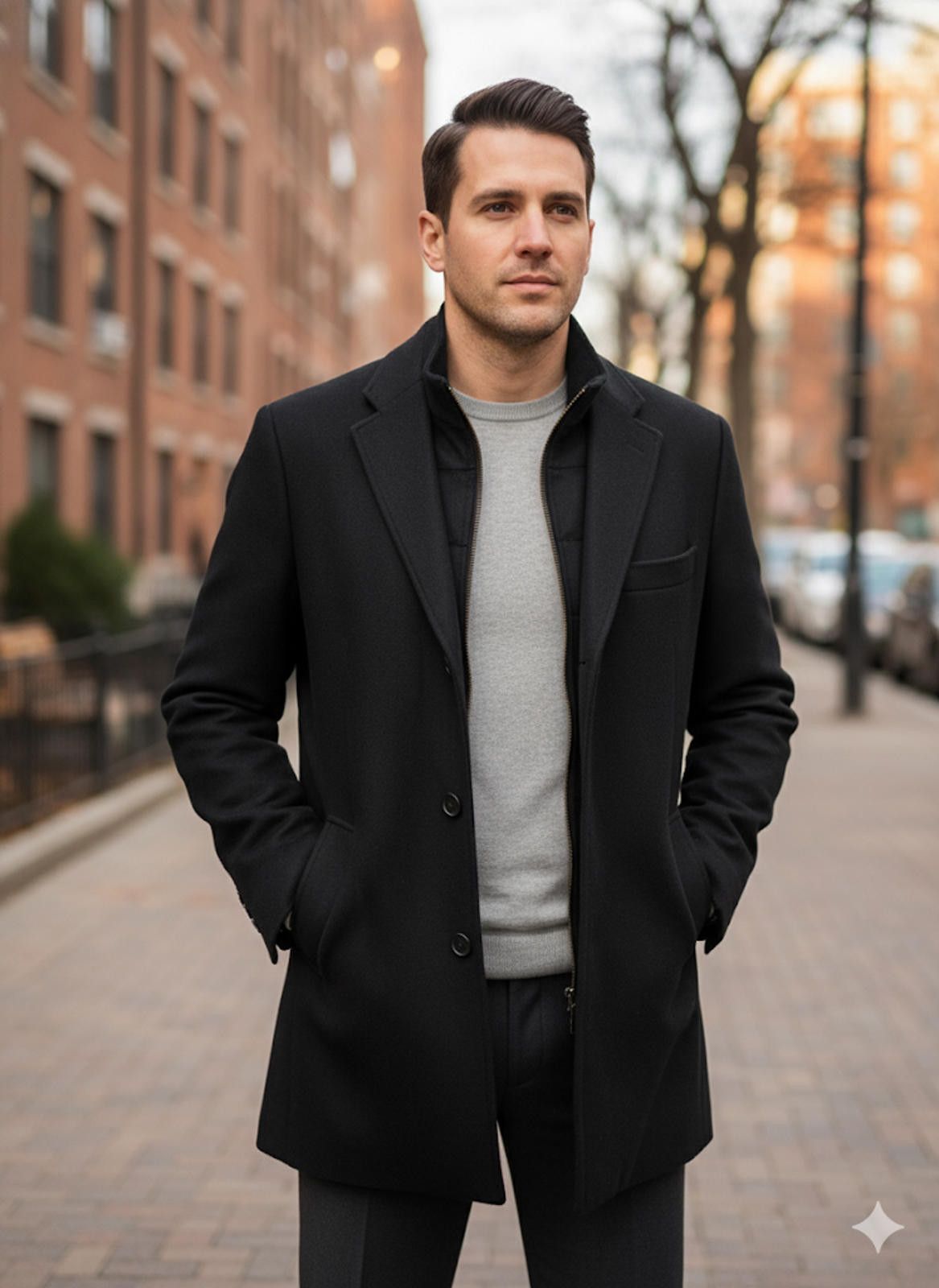 MODA SPIGA Men's Black Pea Coat Outerwear 42R NWOT $500