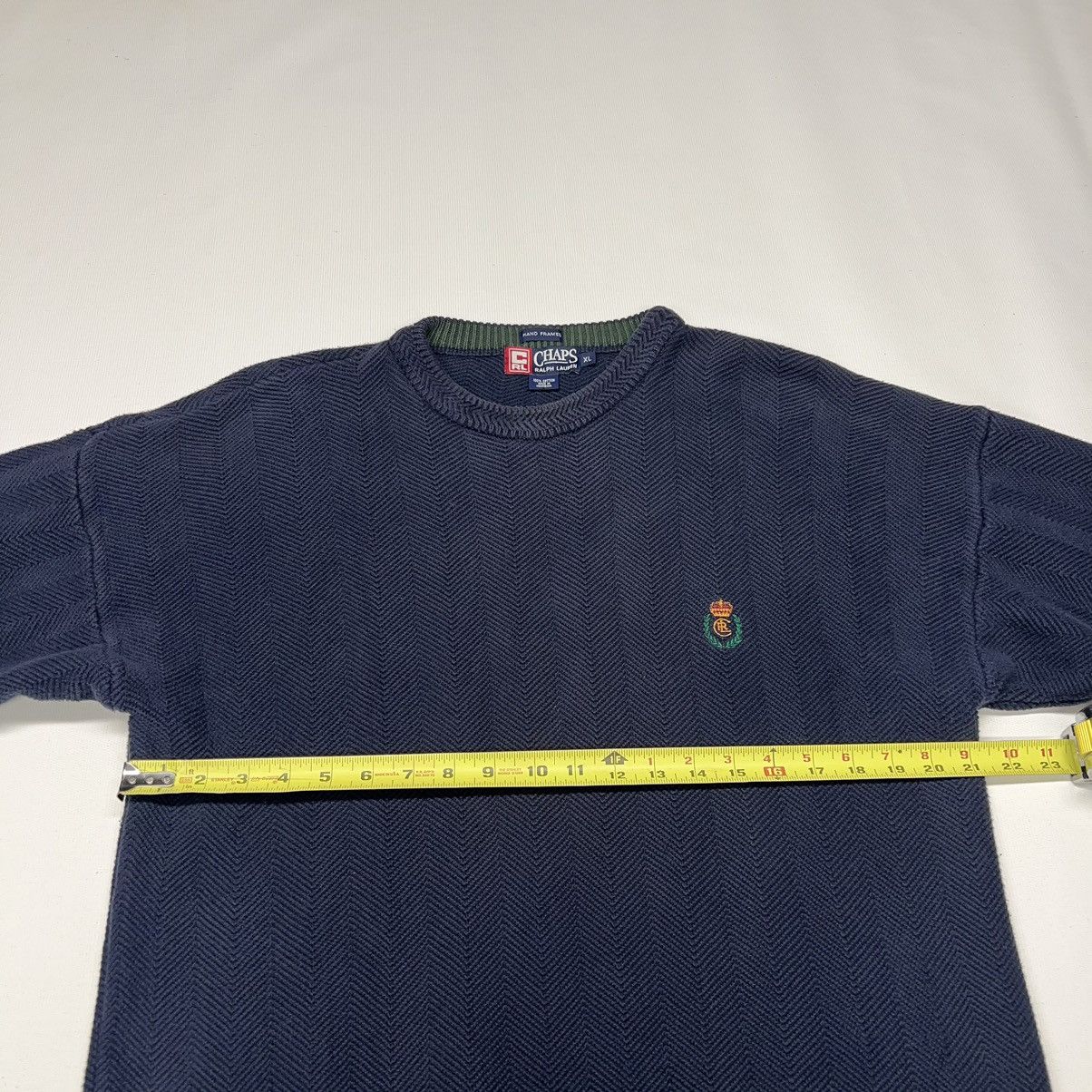 Chaps Ralph Lauren × Ralph Lauren × Vintage VTG Chaps Ralph Lauren Sweater Navy Blue Hand Framed Knit Size US XL / EU 56 / 4 - 13 Thumbnail