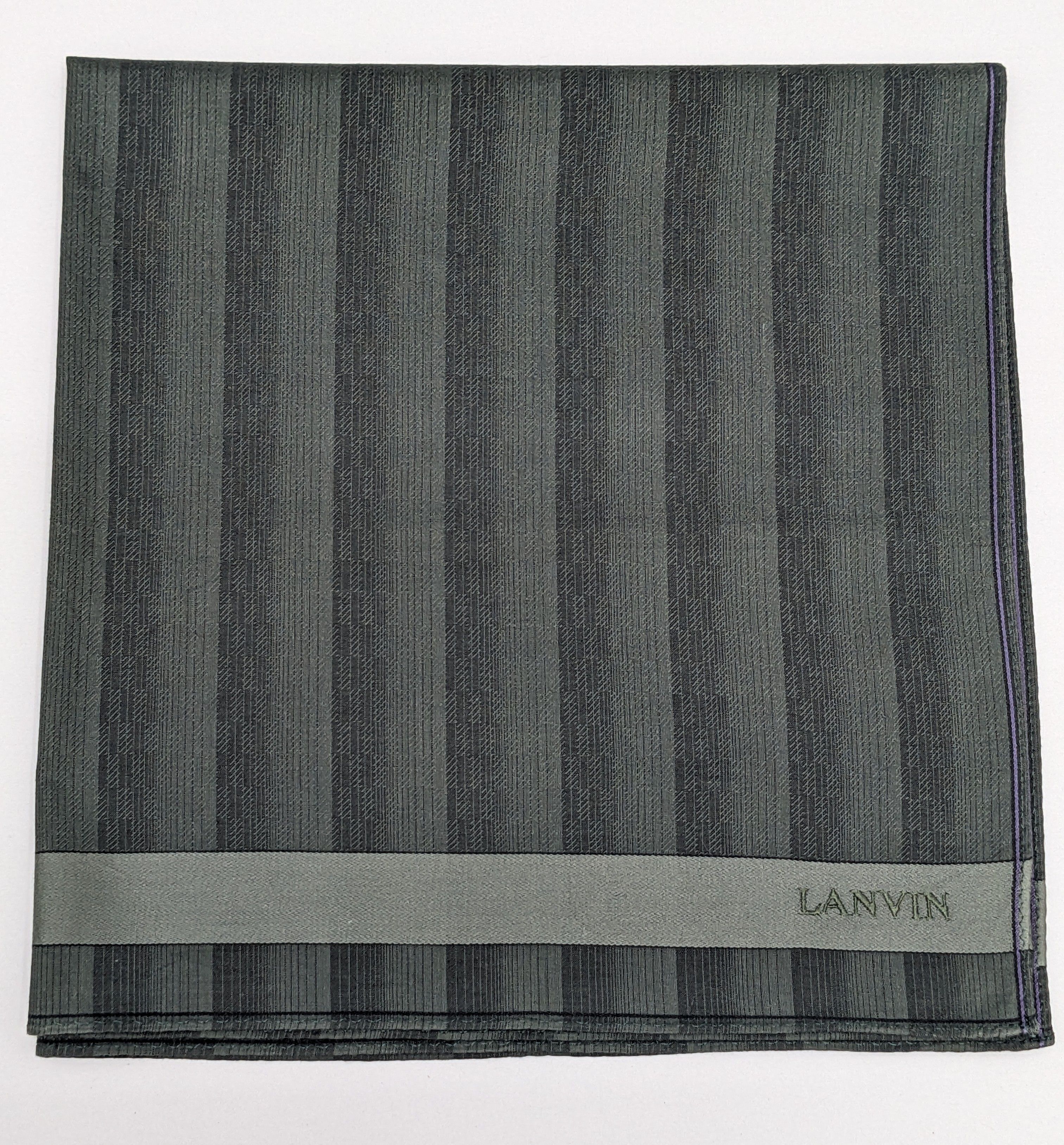 Lanvin VINTAGE LANVIN CHARCOAL GREY STRIPED JACQUARD HANDKERCHIEF Size ONE SIZE - 1 Thumbnail