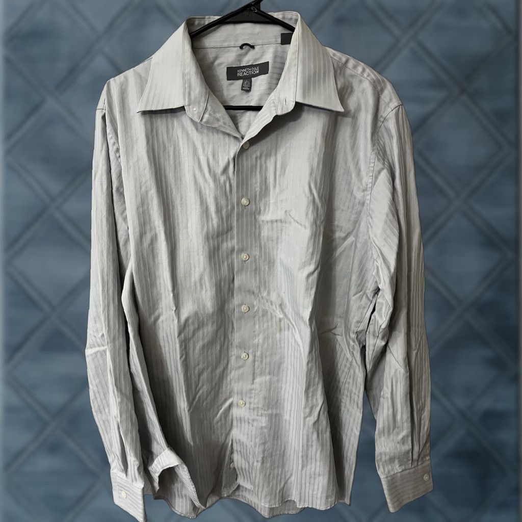 kenneth cole men's dress shirt regular fit solid KENNETH COLE Mens White Solid Collared Work Dress Shirt Size: M  15/15.5-34/35