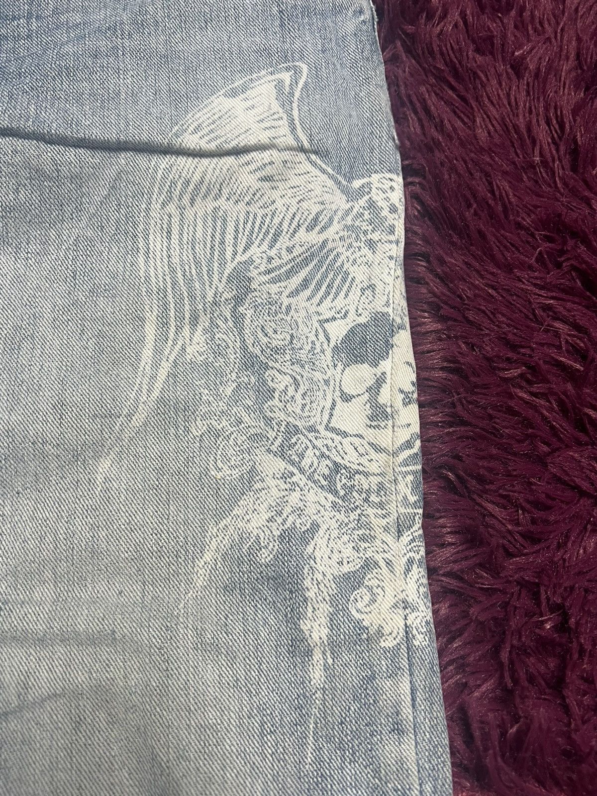 Japanese Brand Y2K Winged Skull Graphic Jeans Japanese Streetwear Denim(45) Size US 33 - 5 Thumbnail