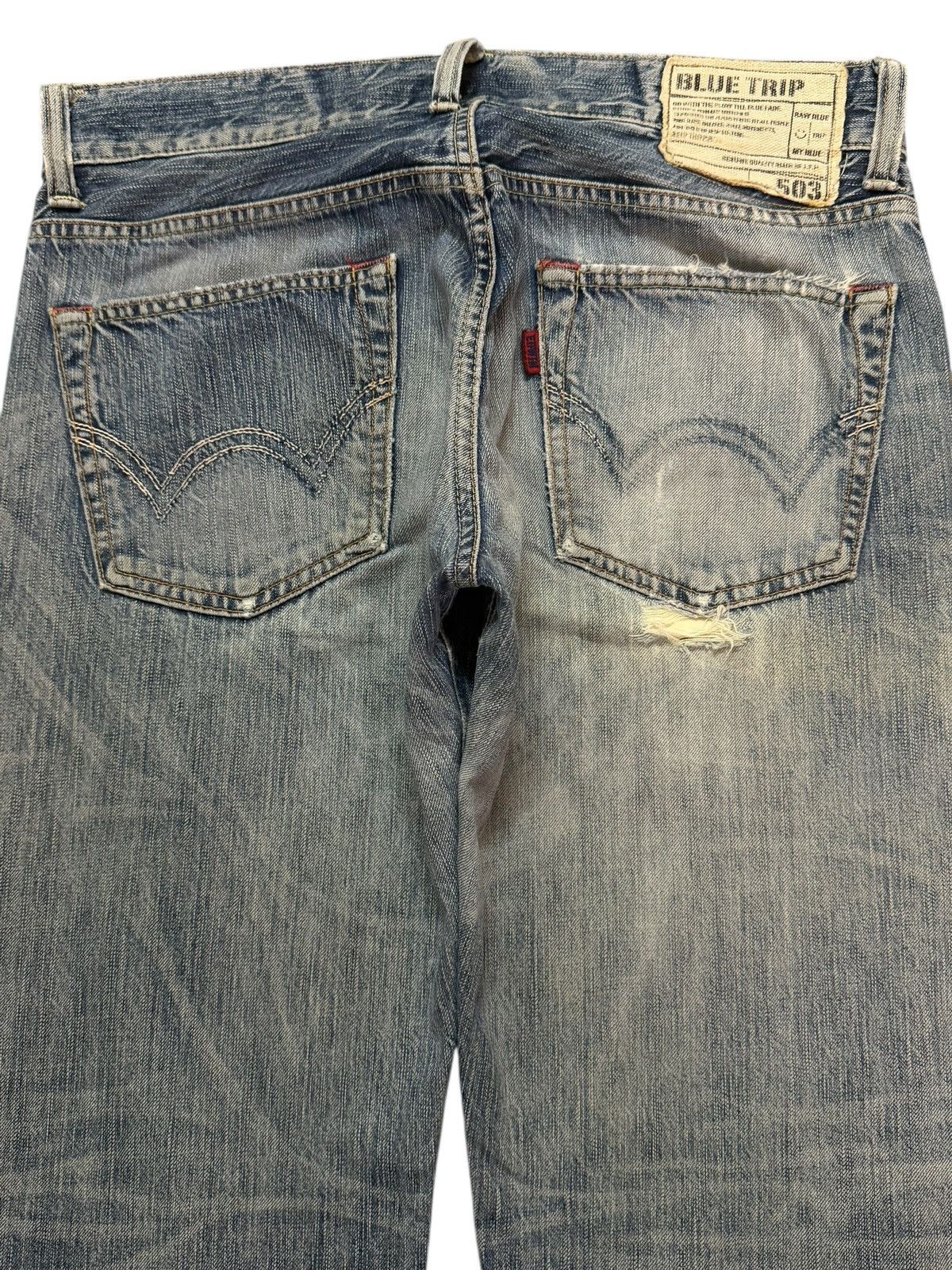 Edwin Vintage 90s Edwin 503 Blue Faded Wash Distress Straight Leg Size US 33 - 4 Thumbnail