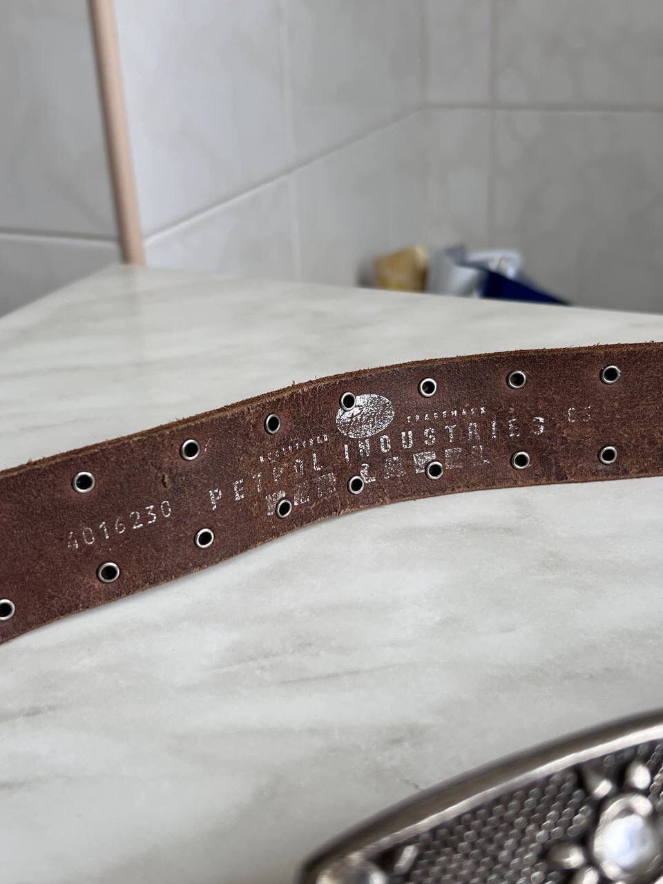 Japanese Brand × Vintage Rare Brown Japan Style leather y2k studded silver belt 90s Size ONE SIZE - 3 Thumbnail