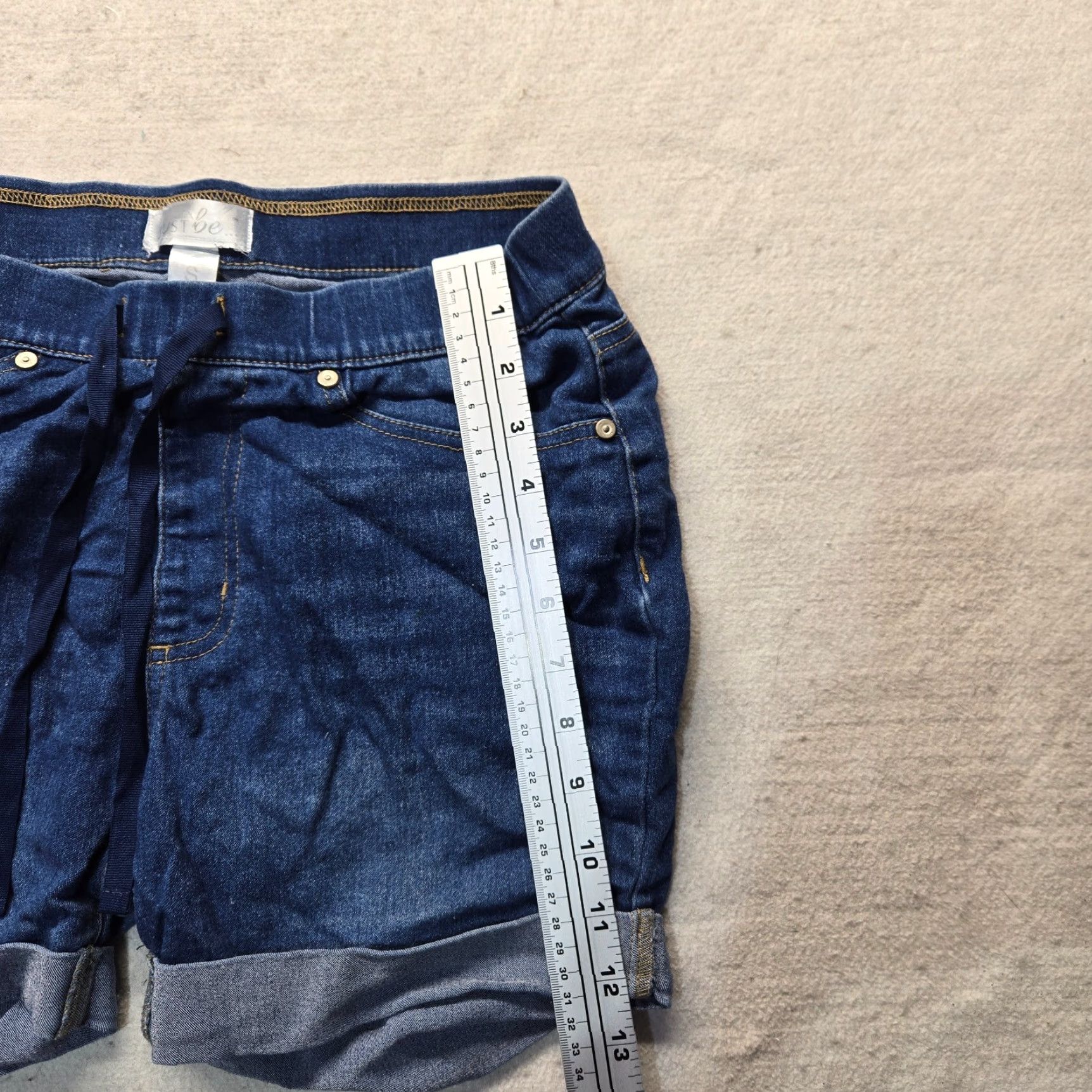 Vintage Just Be Solid Blue Jean Shorts Dark Wash Stretch Adult Women's Size S Small Denim Shorts 5-Pocket Classic Stretch Womens Size 28" / US 6 / IT 42 - 4 Thumbnail