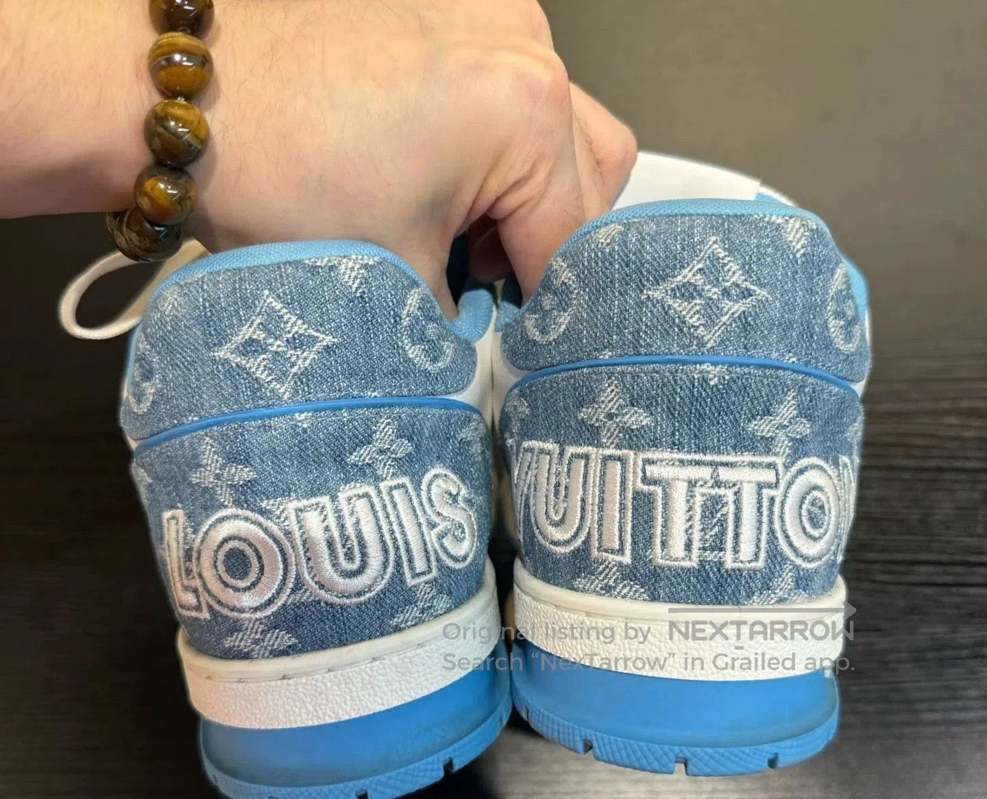 Louis Vuitton Louis Vuitton Trainer Blue and White Low. Size US 8.5 / EU 41-42 - 3 Thumbnail