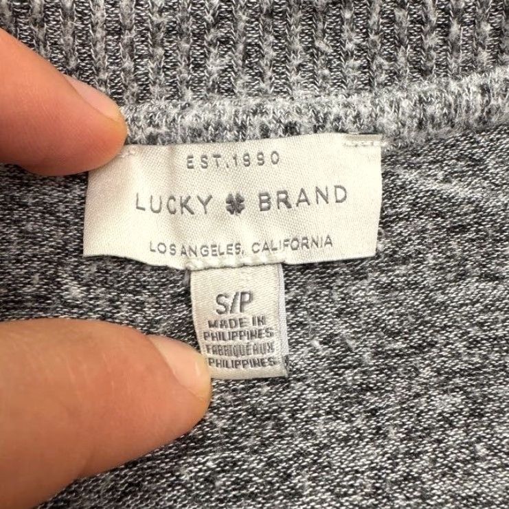 Lucky Brand Lucky Brand Tunic V-Neck Pullover Sweater Womens Small Petite Heather Gray Knit Size S / US 4 / IT 40 - 6 Thumbnail