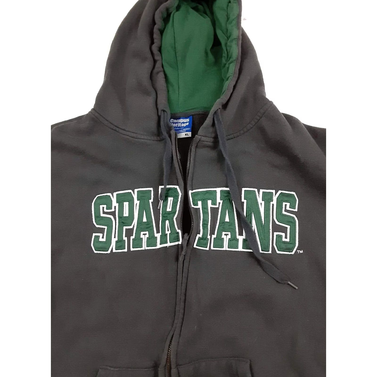 Vintage VINTAGE Michigan State Spartans Hooded Jacket XL stitched Letters Mens Full Zip Hooded 90s Black Campus Heritage Size US XL / EU 56 / 4 - 7 Thumbnail