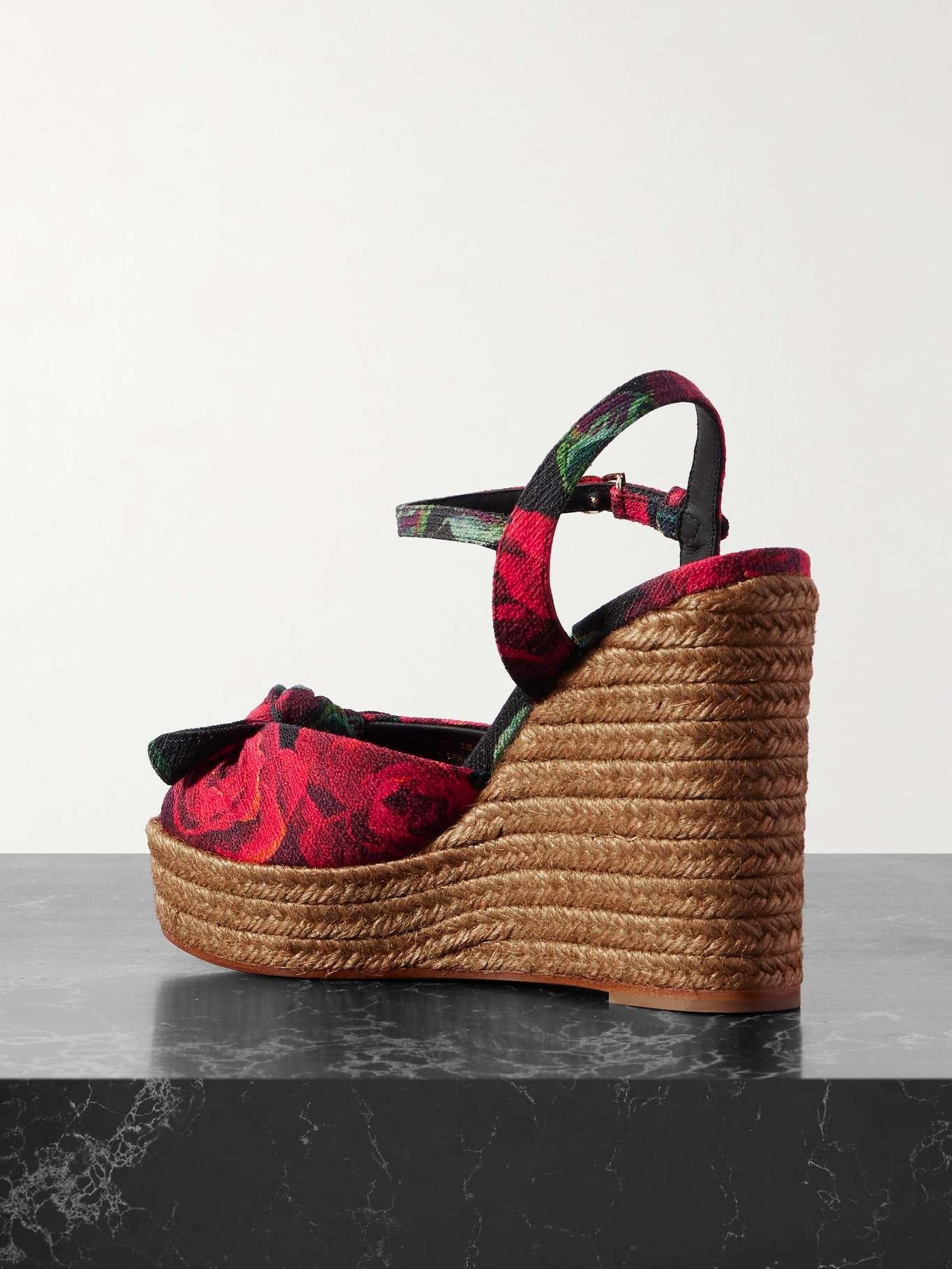Dolce & Gabbana os11x0126 Lolita Printed Canvas Espadrille Wedge Sandals Size US 6 / IT 36 - 3 Thumbnail