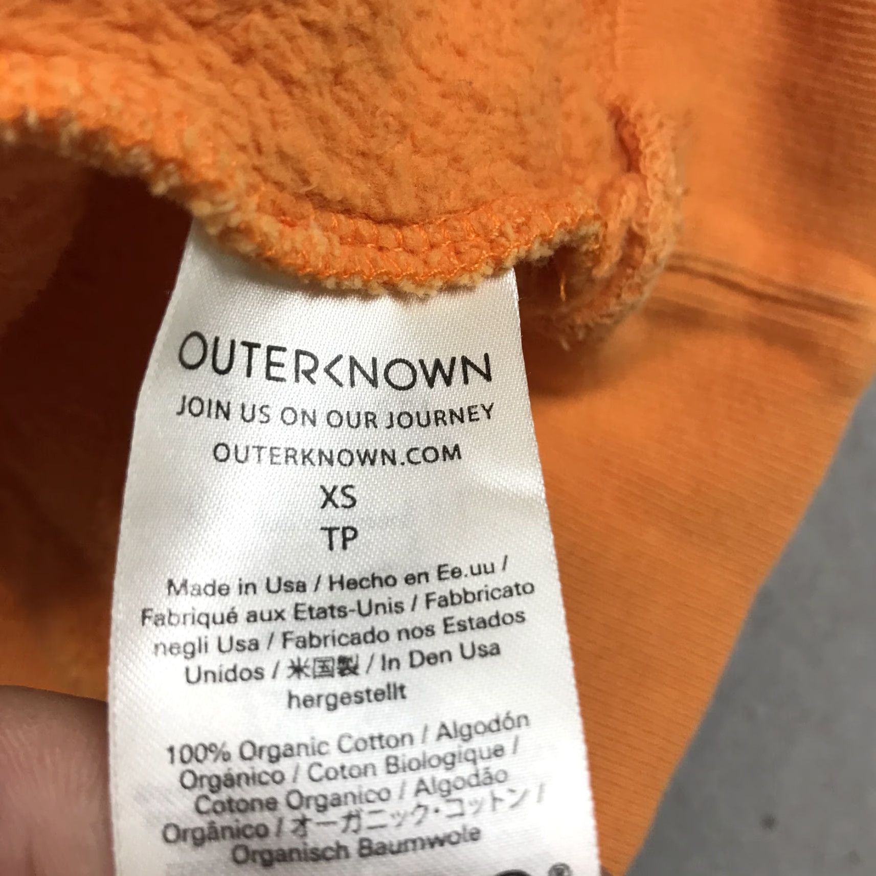 Outerknown Outerknown Hoodie Mens XS Orange Organic Cotton Heavy Pullover Sweatshirt Size US XS / EU 42 / 0 - 5 Thumbnail