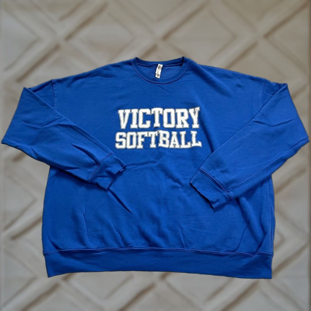 Vintage Bella + Canvas Sweatshirt Mens 2XL Blue Fleece Graphic Pullover Softball Victory Size US XXL / EU 58 / 5 - 1 Thumbnail