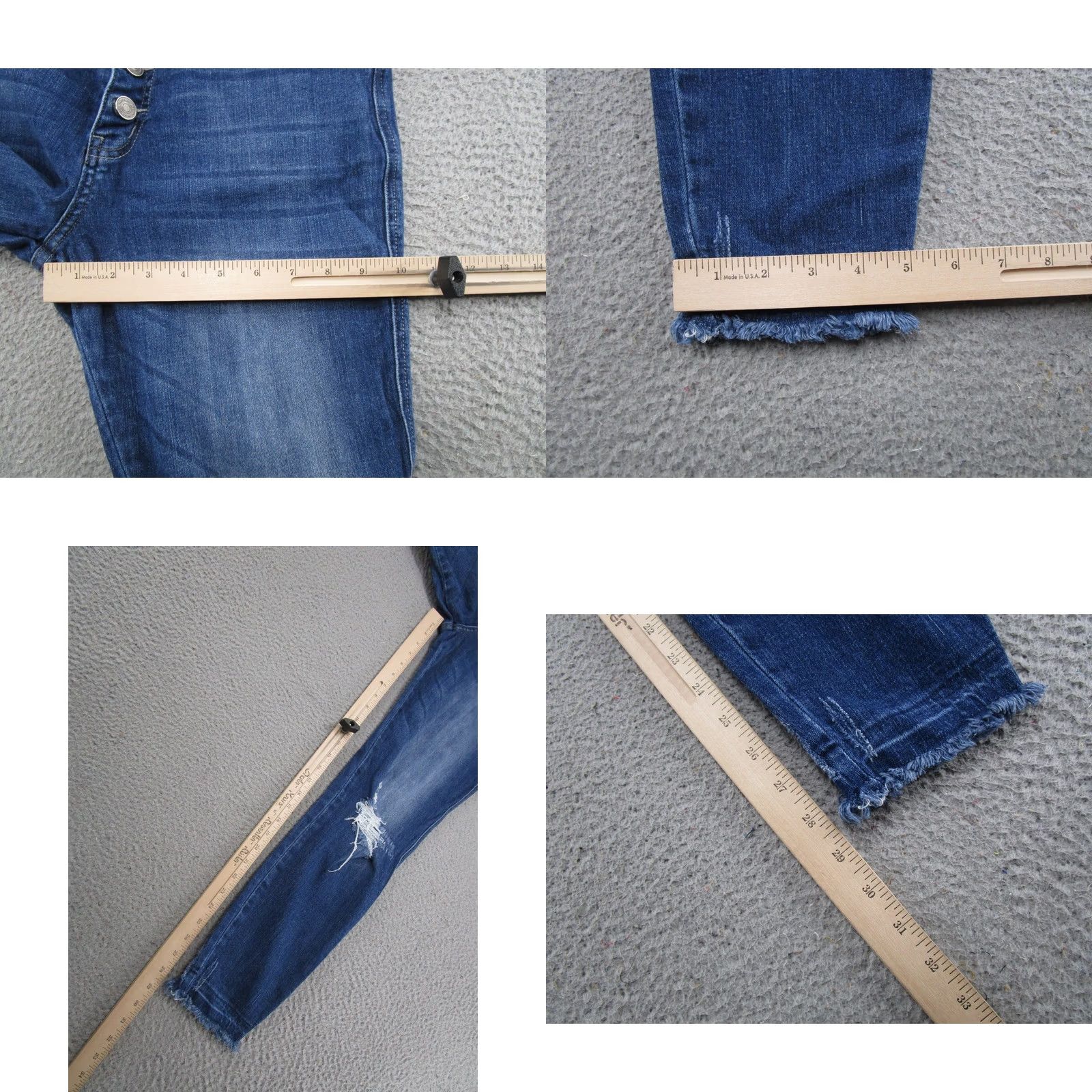 Vintage Kancan Button Fly Blue Stretch Denim Jeans Size 13/30 Mid Rise Cotton Blend Womens Jeans 5-Pocket Style Ankle Stretch Size 34" / US 12 / IT 48 - 8 Thumbnail