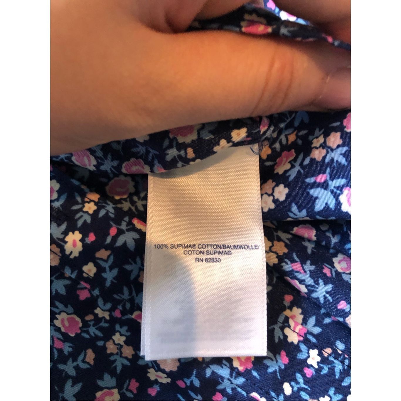 Lands' End Lands End (Elinore Olsen engraved) Women’s Blue and Pink Floral Collared Button Up Long Sleeve Blouse Size Petite 12 Size XL / US 12-14 / IT 48-50 - 5 Thumbnail