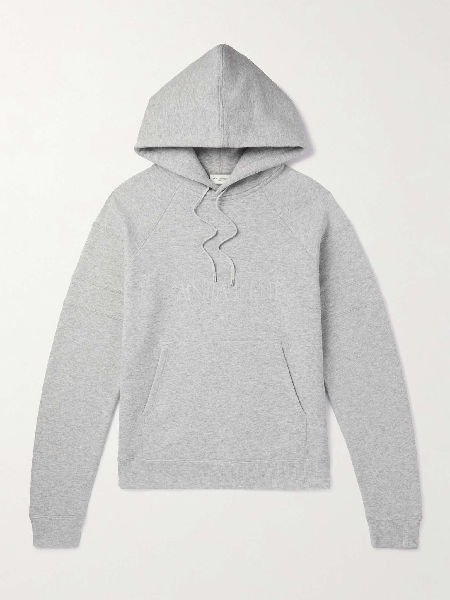 Saint Laurent Paris o1tr1nto0325 Logo-Embroidered Hoodie in Grey Size US M / EU 48-50 / 2 - 1 Thumbnail