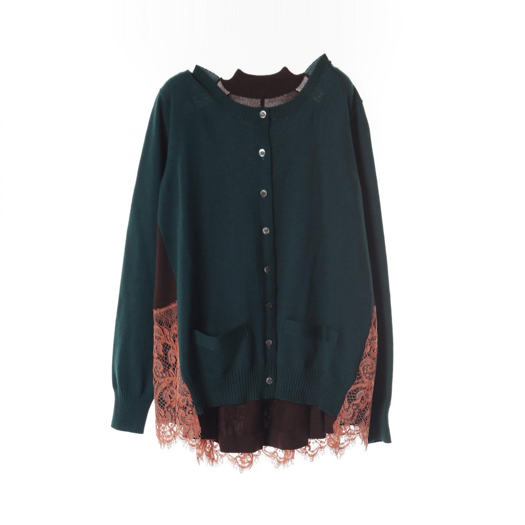 Sacai Sacai Sacai 13-01901 Wool Cardigan Leather Tops 13-01901 DUTY FREE for USA Size ONE SIZE - 1 Thumbnail