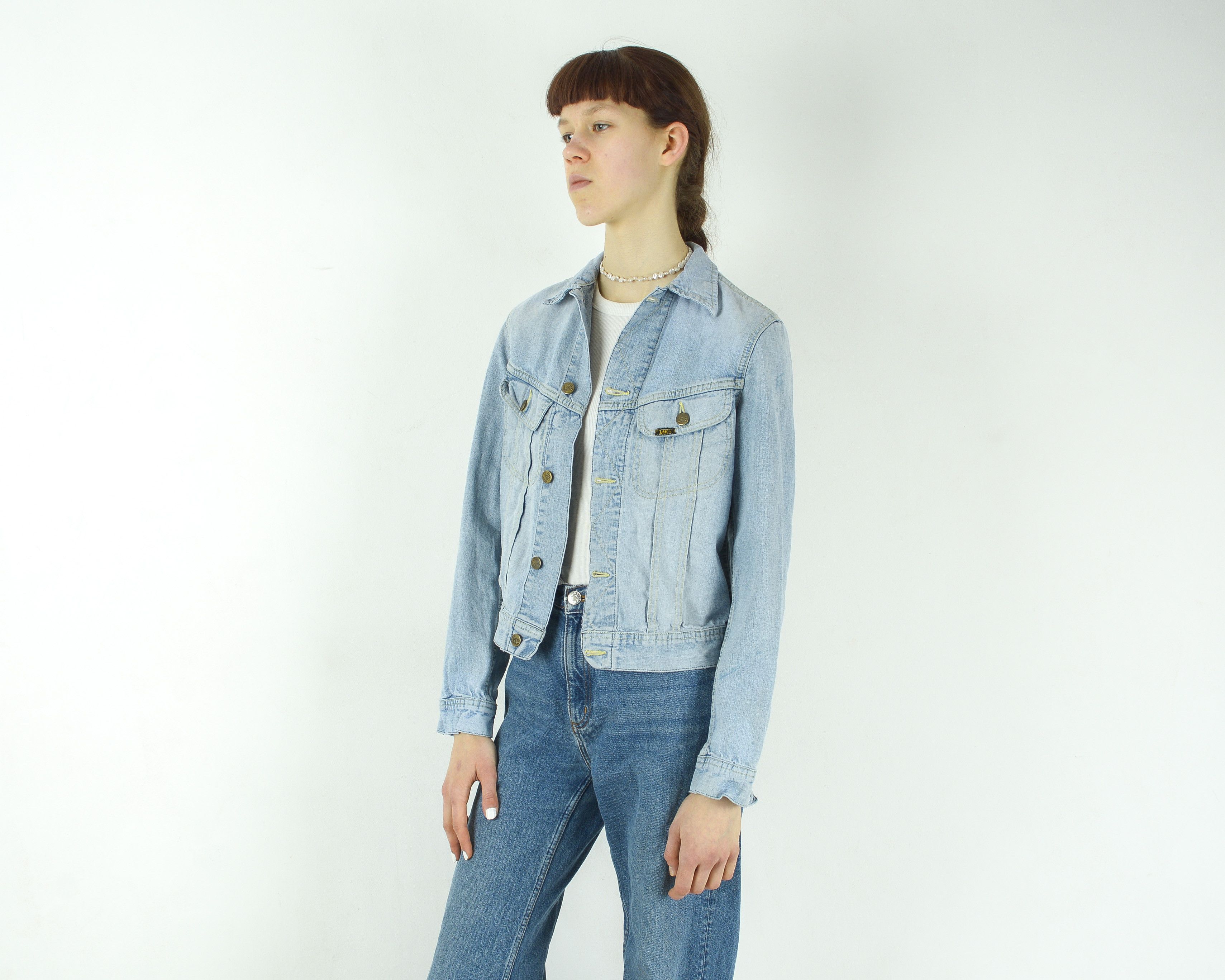 Lee × Vintage Slim Jacket Denim Jacket Jean Blazer Button Up Long Sleeve Size M / US 6-8 / IT 42-44 - 2 Thumbnail