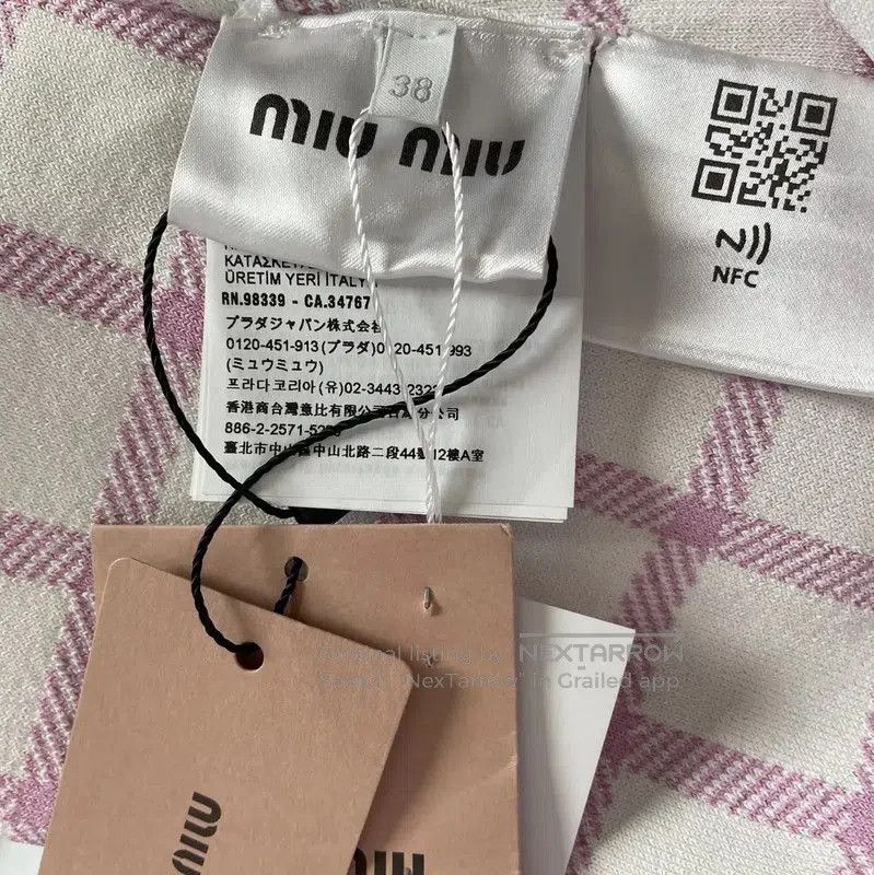 Miu Miu Miu Miu Pink Cotton Checked Cardigan . Size M / US 6-8 / IT 42-44 - 5 Thumbnail