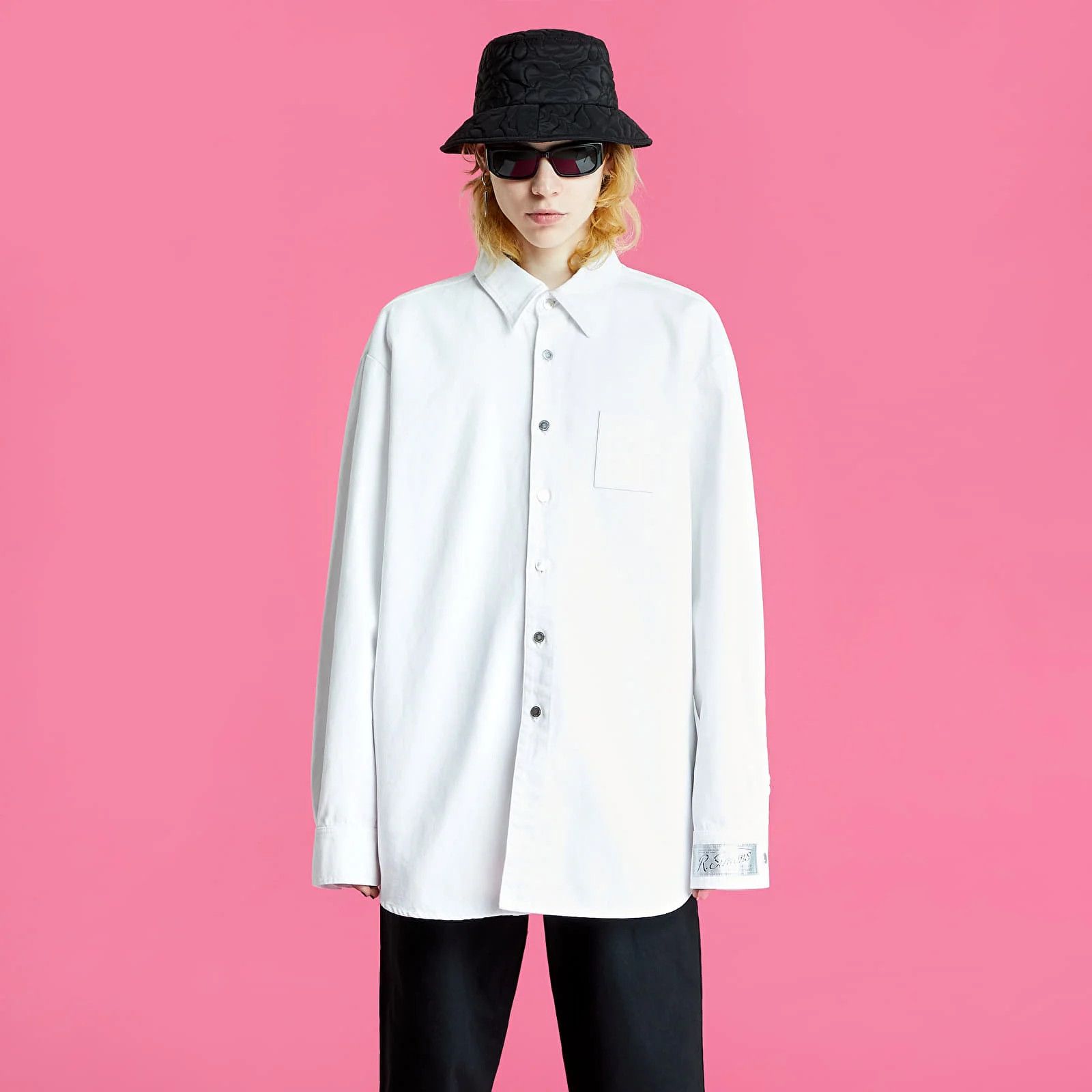 Raf Simons Straight Fit Denim Shirt w/ Leather Patch & Label On Sleeve Size US S / EU 44-46 / 1 - 2 Thumbnail